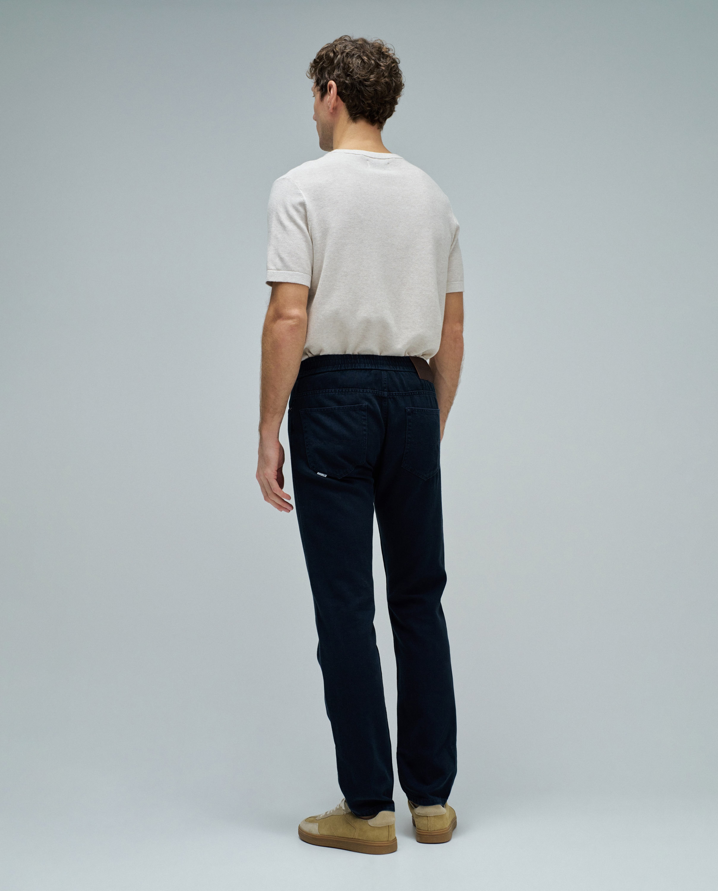 Jeans Relaxed com Linho Azul-3