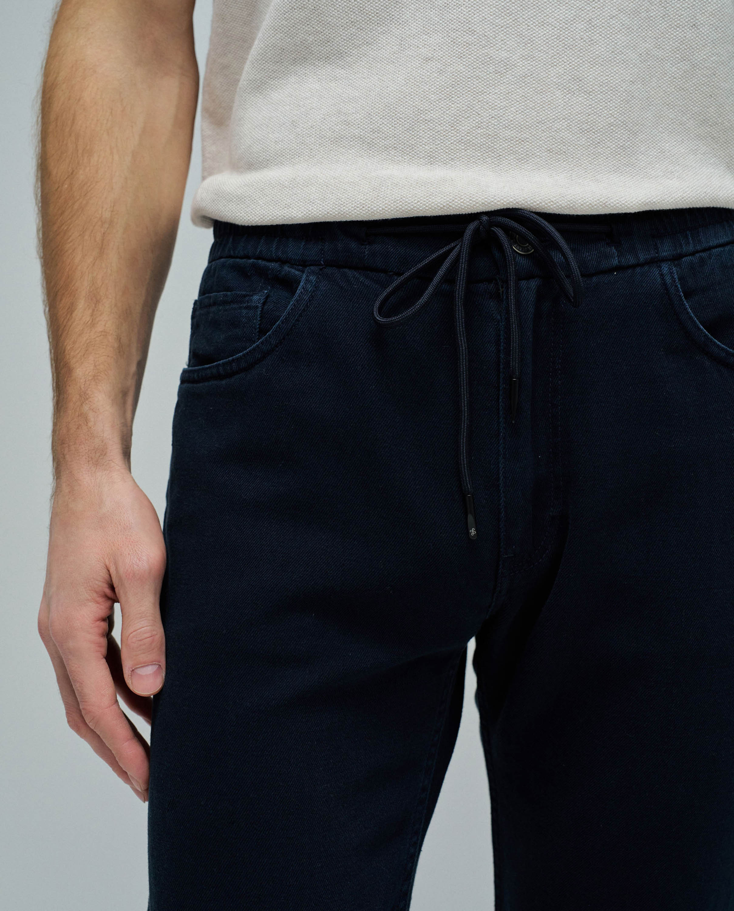 Jeans Relaxed com Linho Azul-4