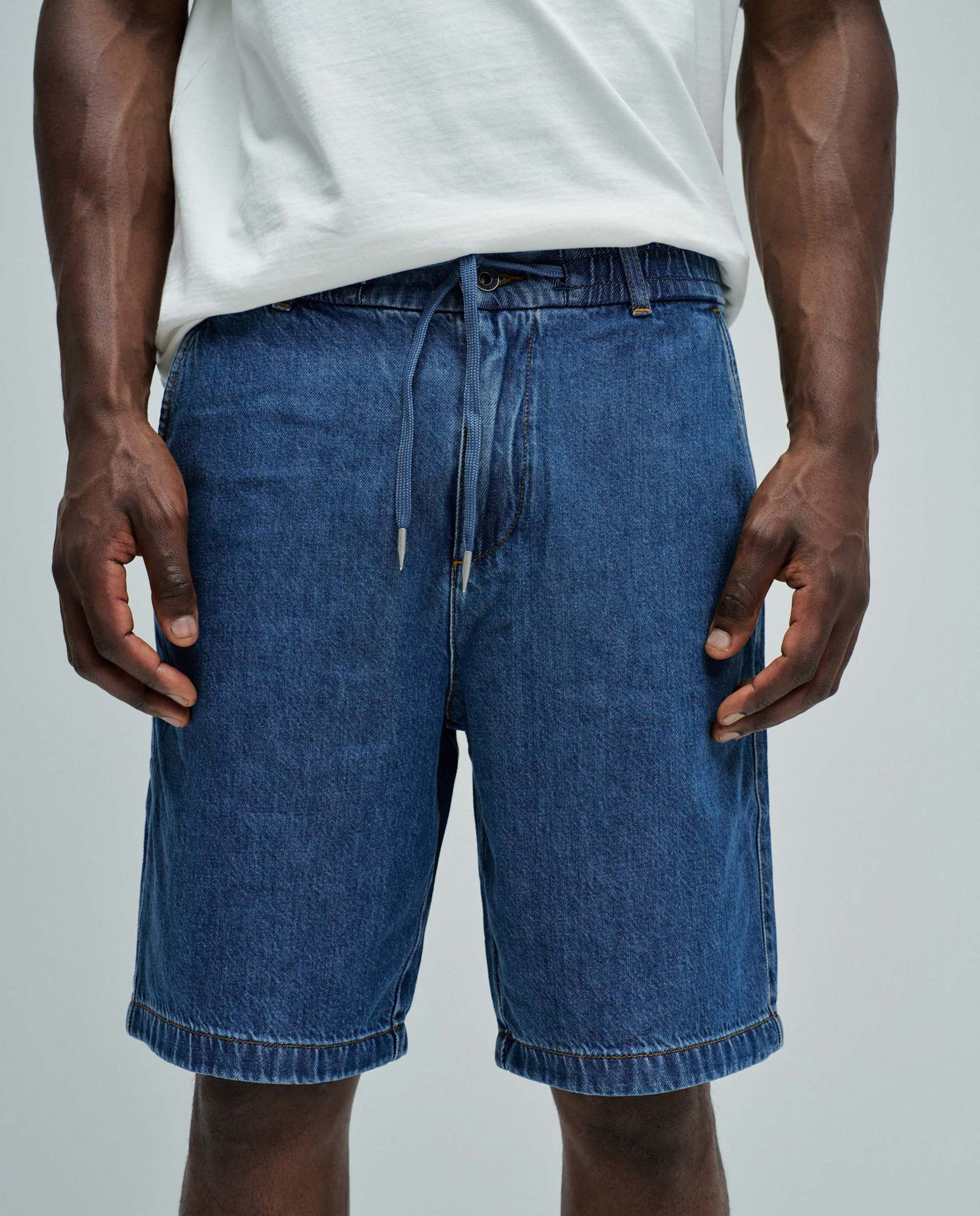 Calções de Denim Leve Azul-4