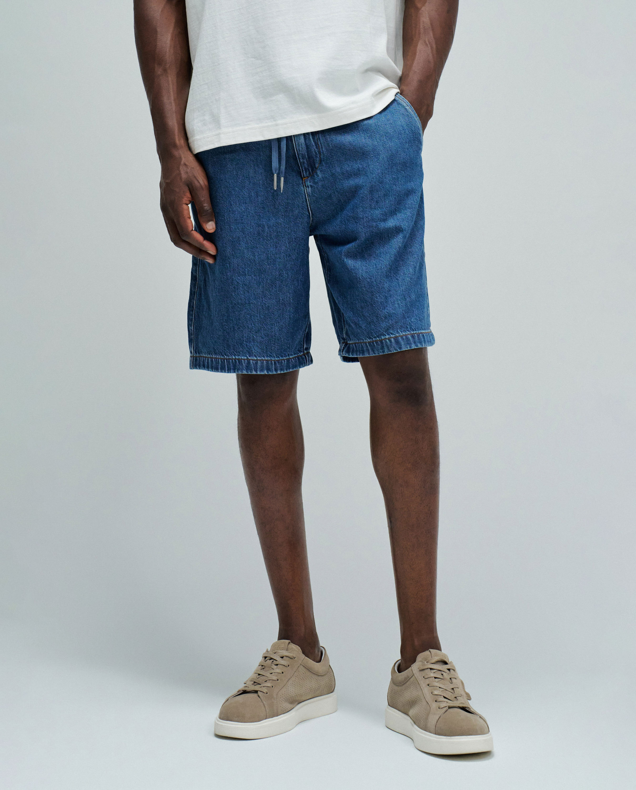 Calções de Denim Leve Azul-5