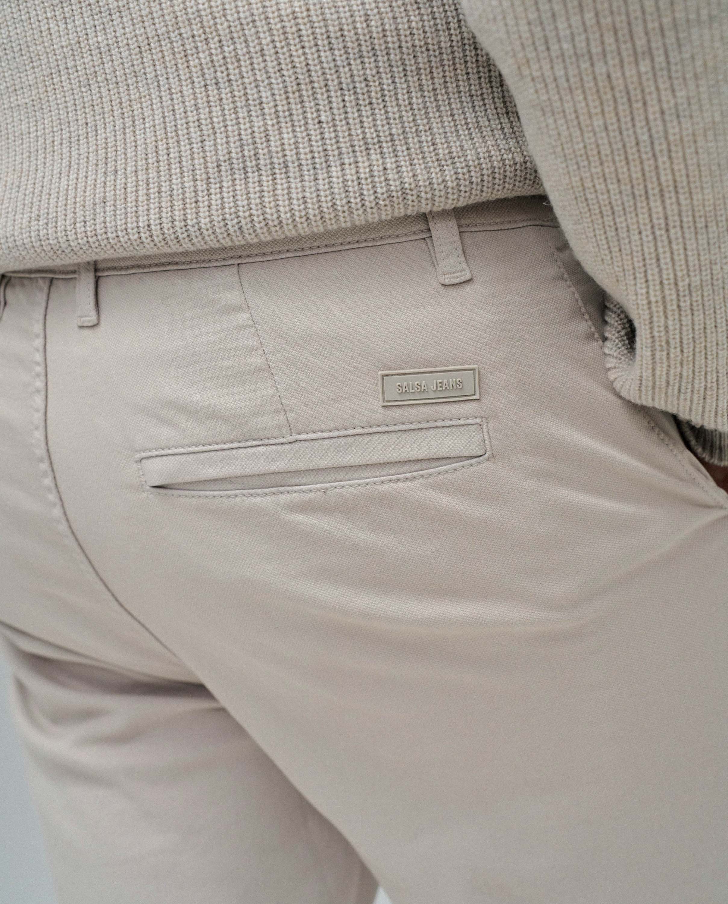 Calças Chino de Perna Slim Natural-4