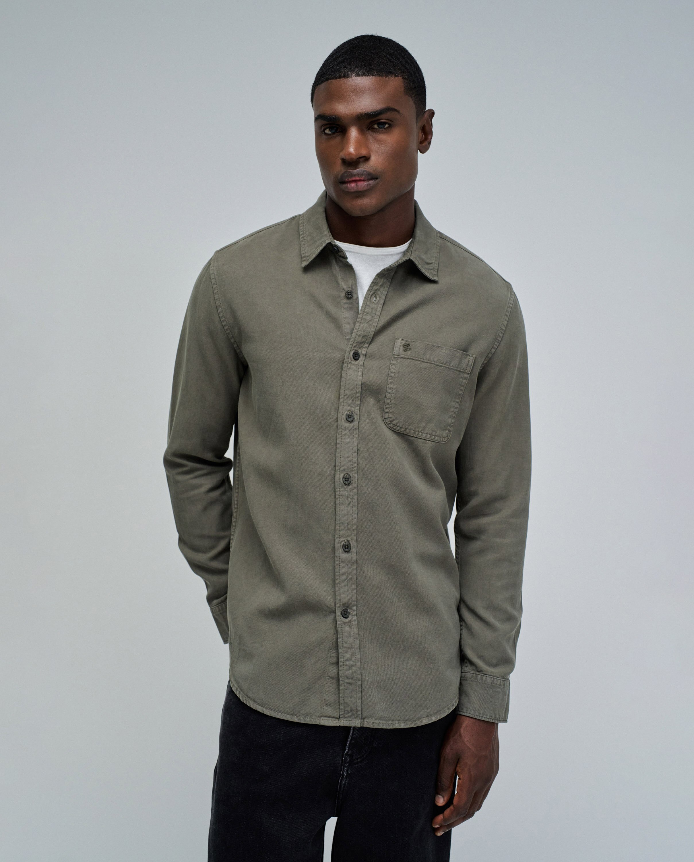 Camisa de Denim Leve Verde-1