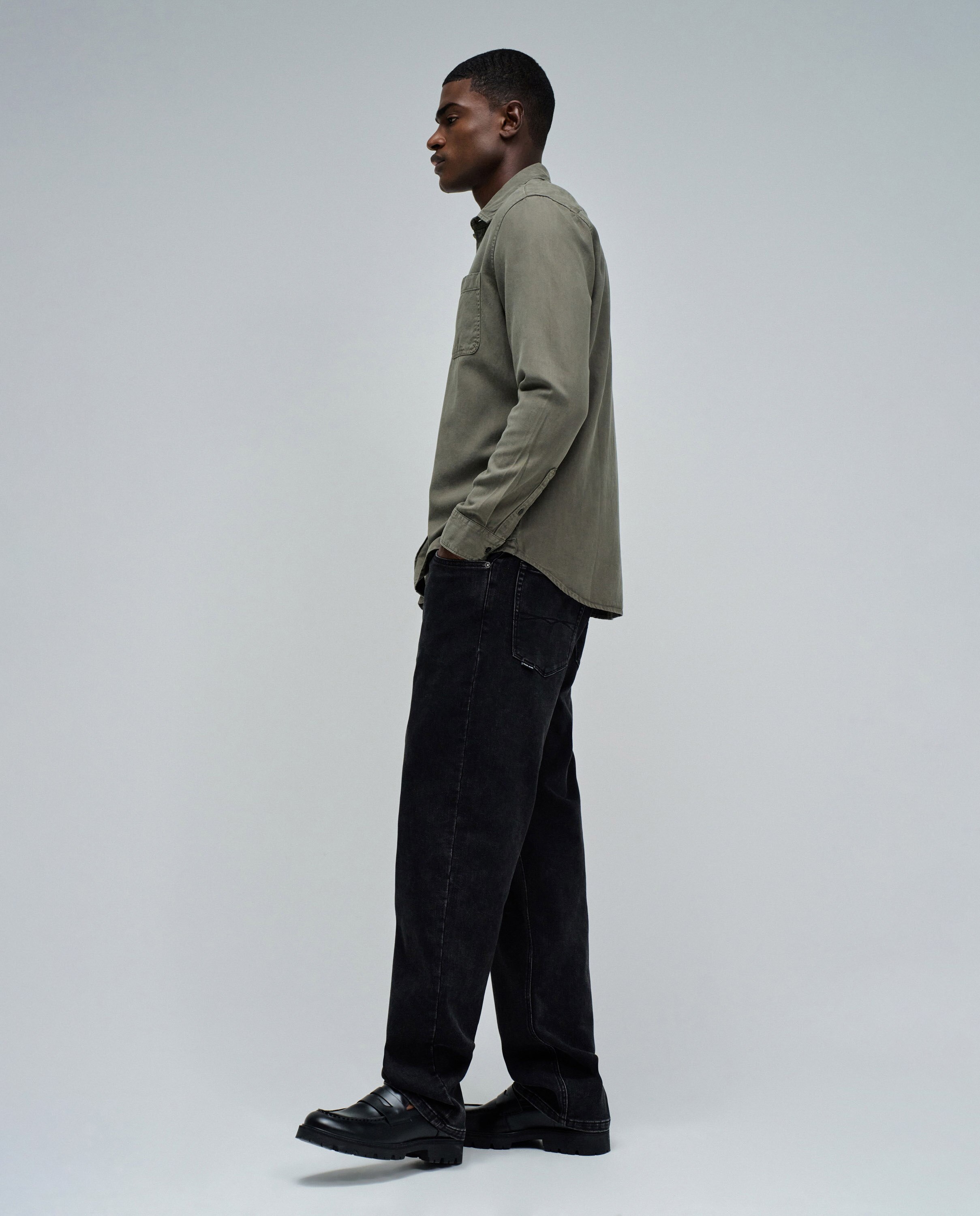 Camisa de Denim Leve Verde-2