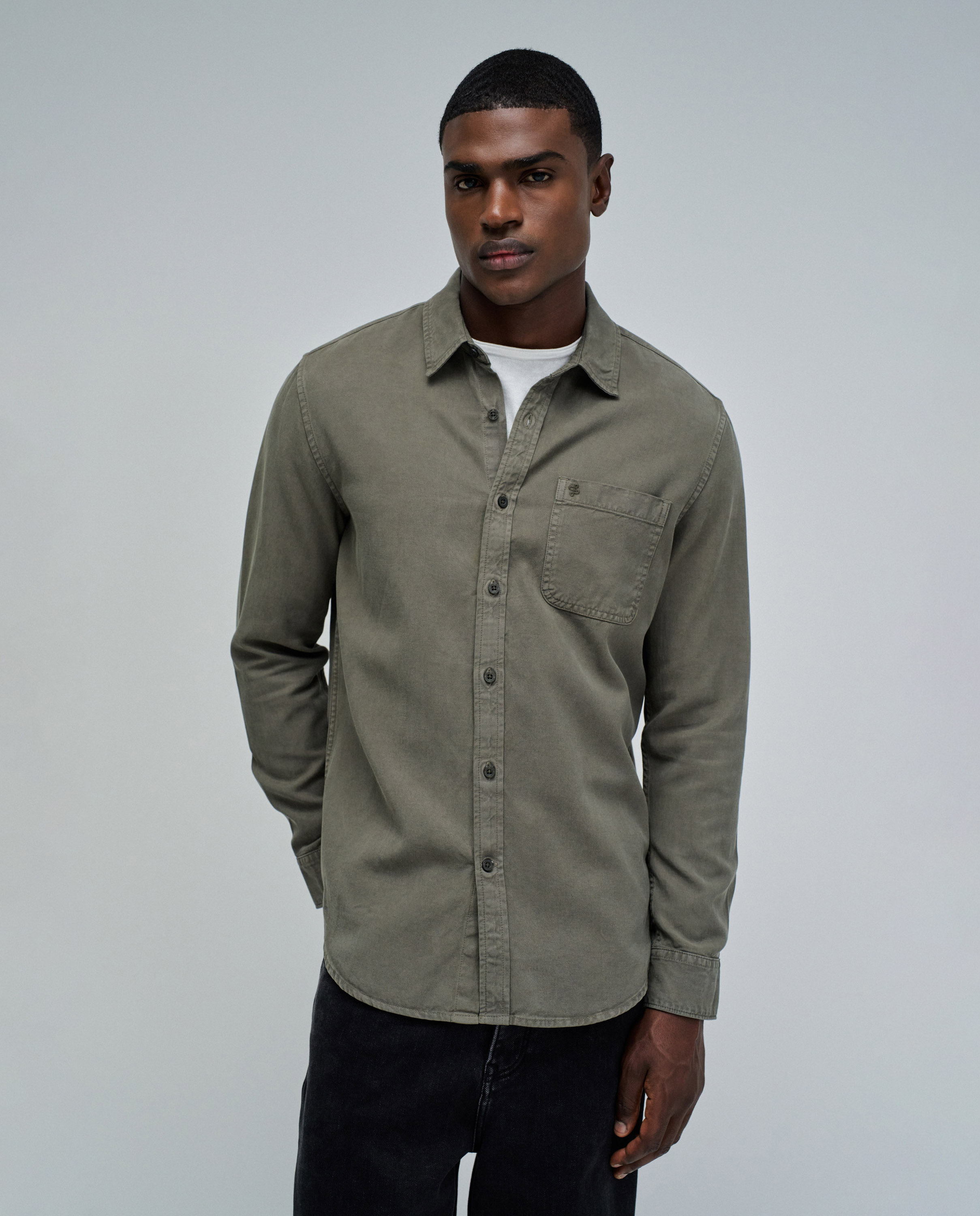 Camisa de Denim Leve Verde-1