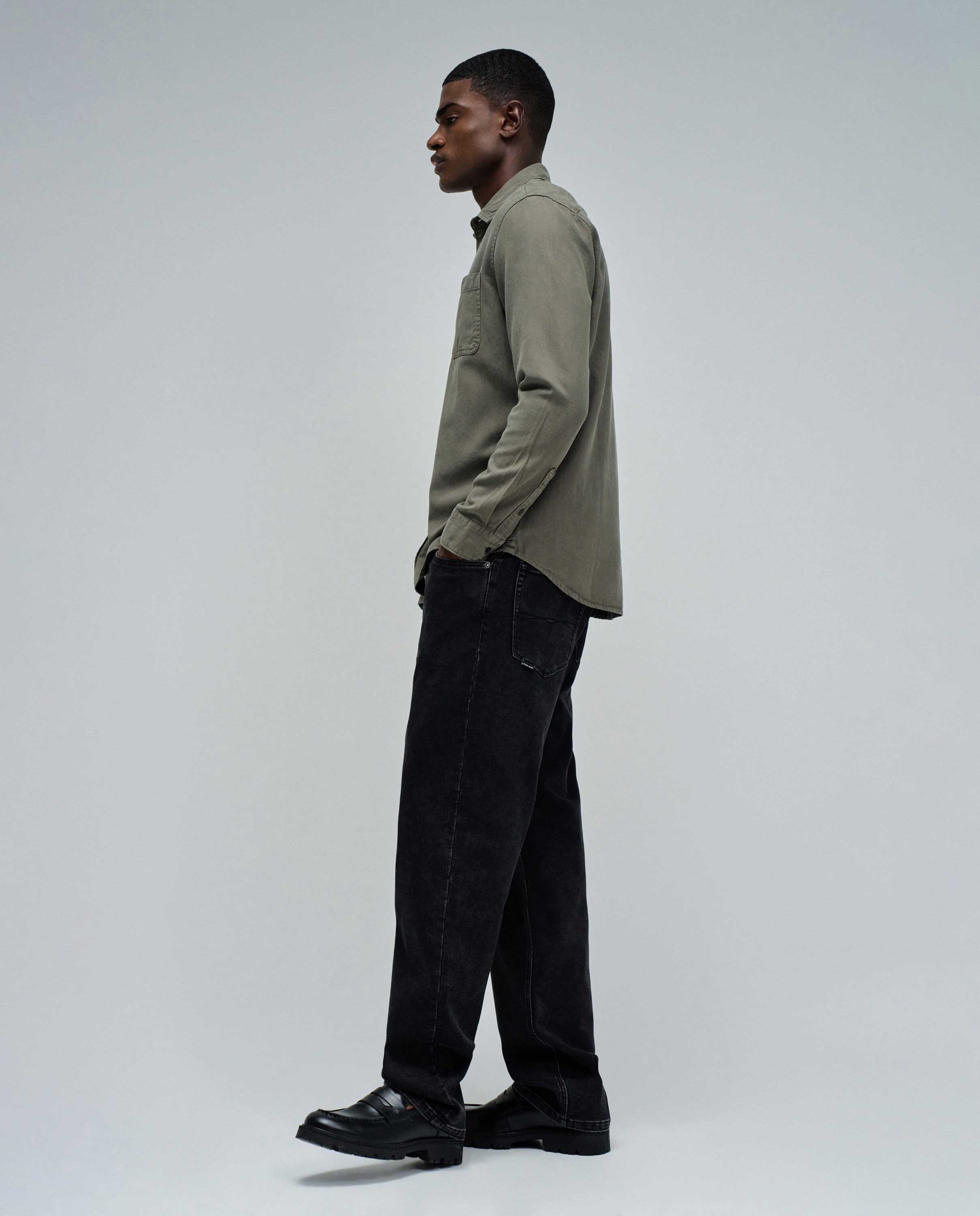 Camisa de Denim Leve Verde-2