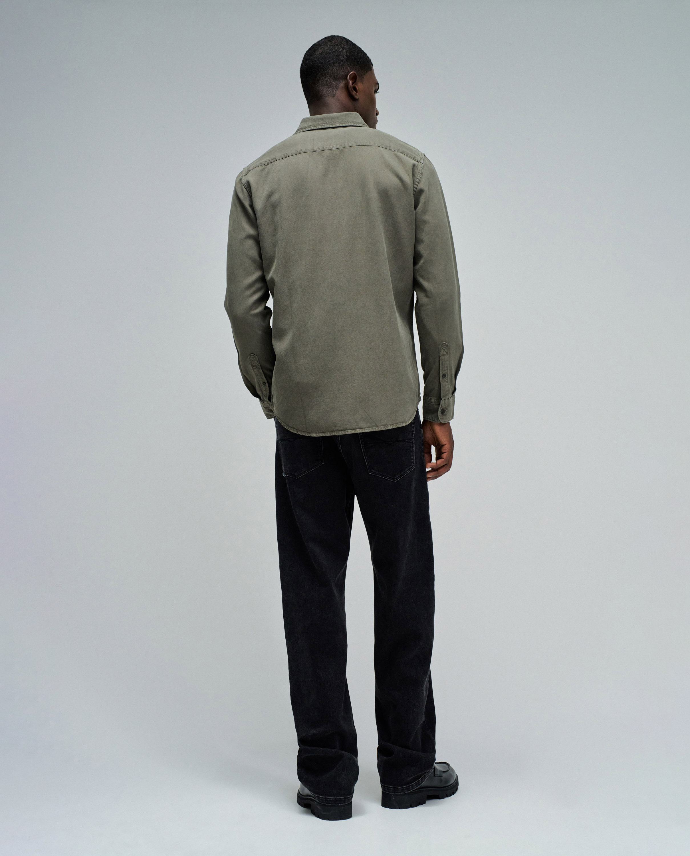 Camisa de Denim Leve Verde-3