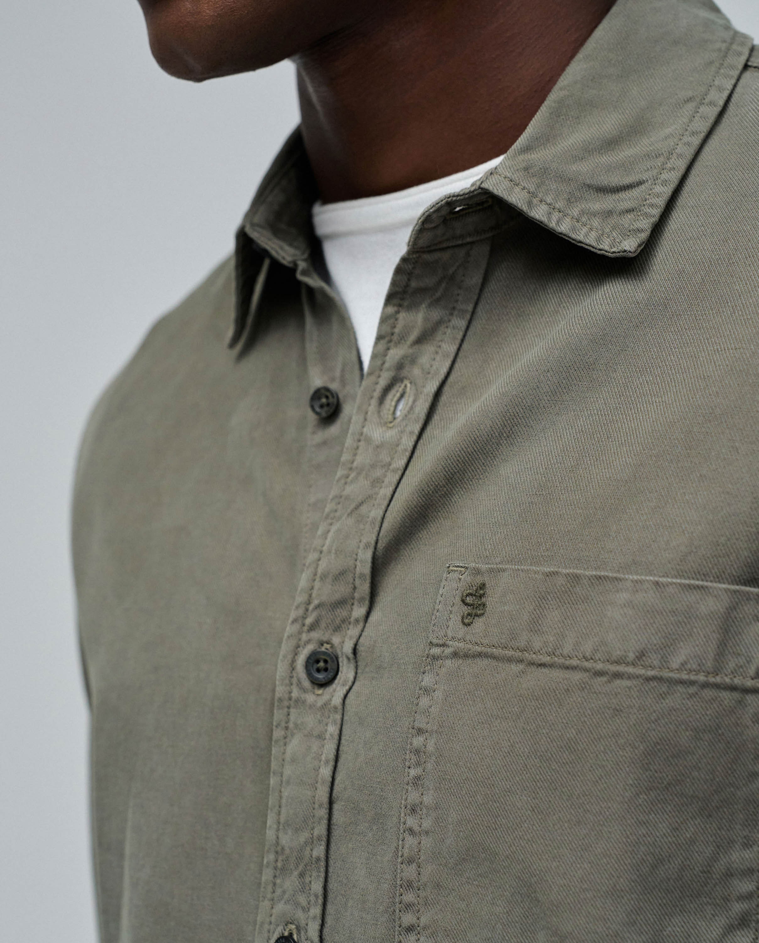Camisa de Denim Leve Verde-4