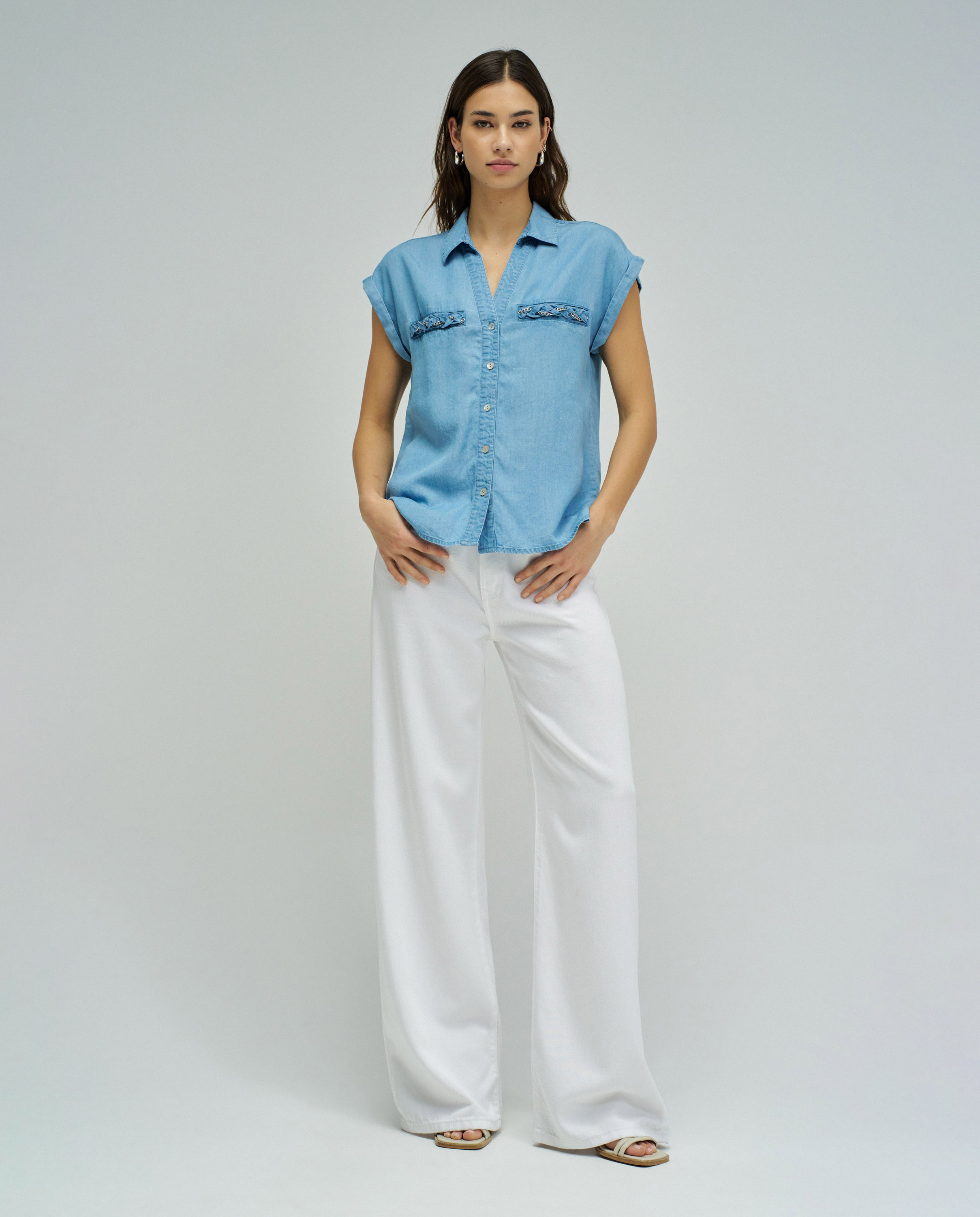 Camisa em Lightdenim Azul-5