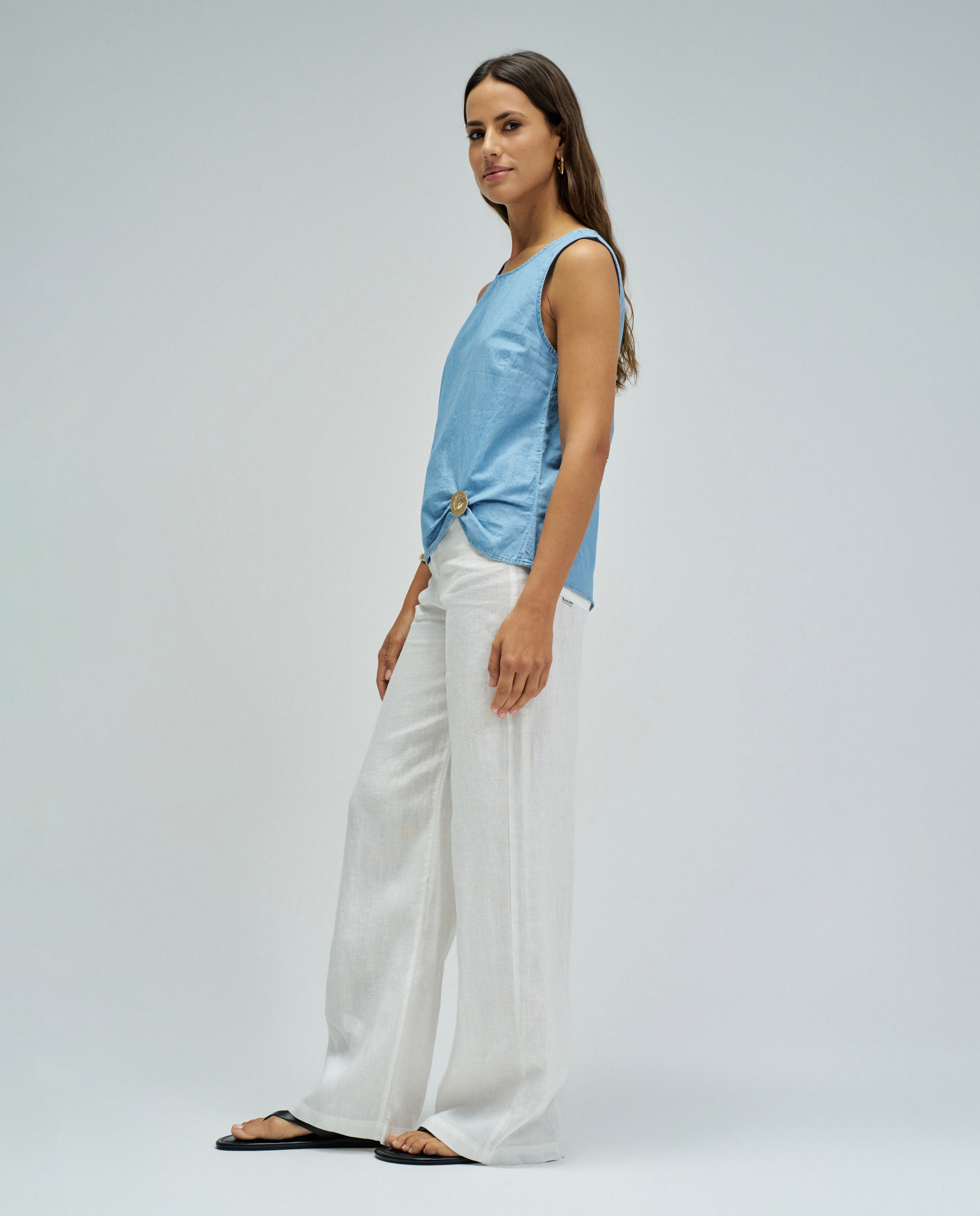 Blusa com Linho Azul-2