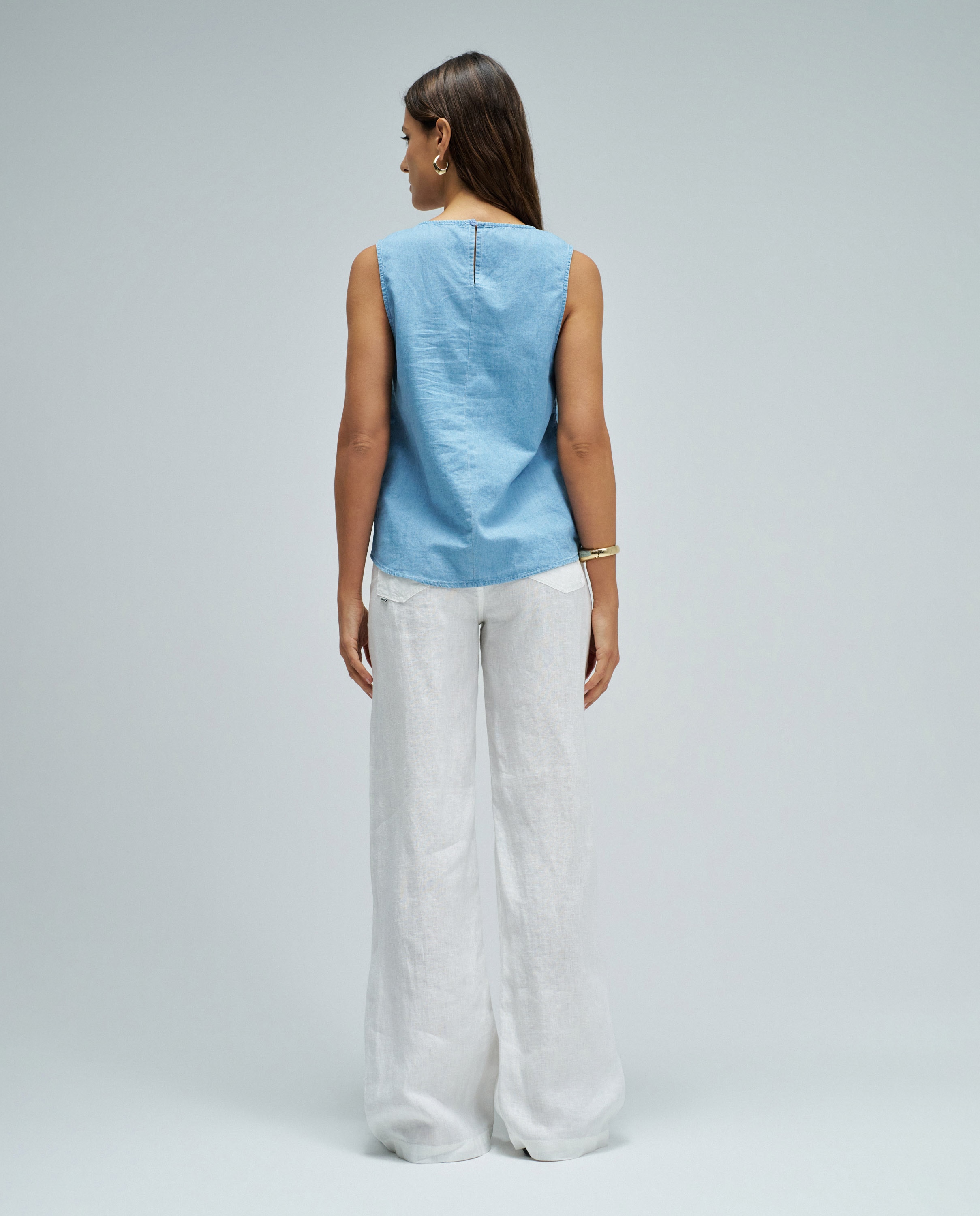 Blusa com Linho Azul-3