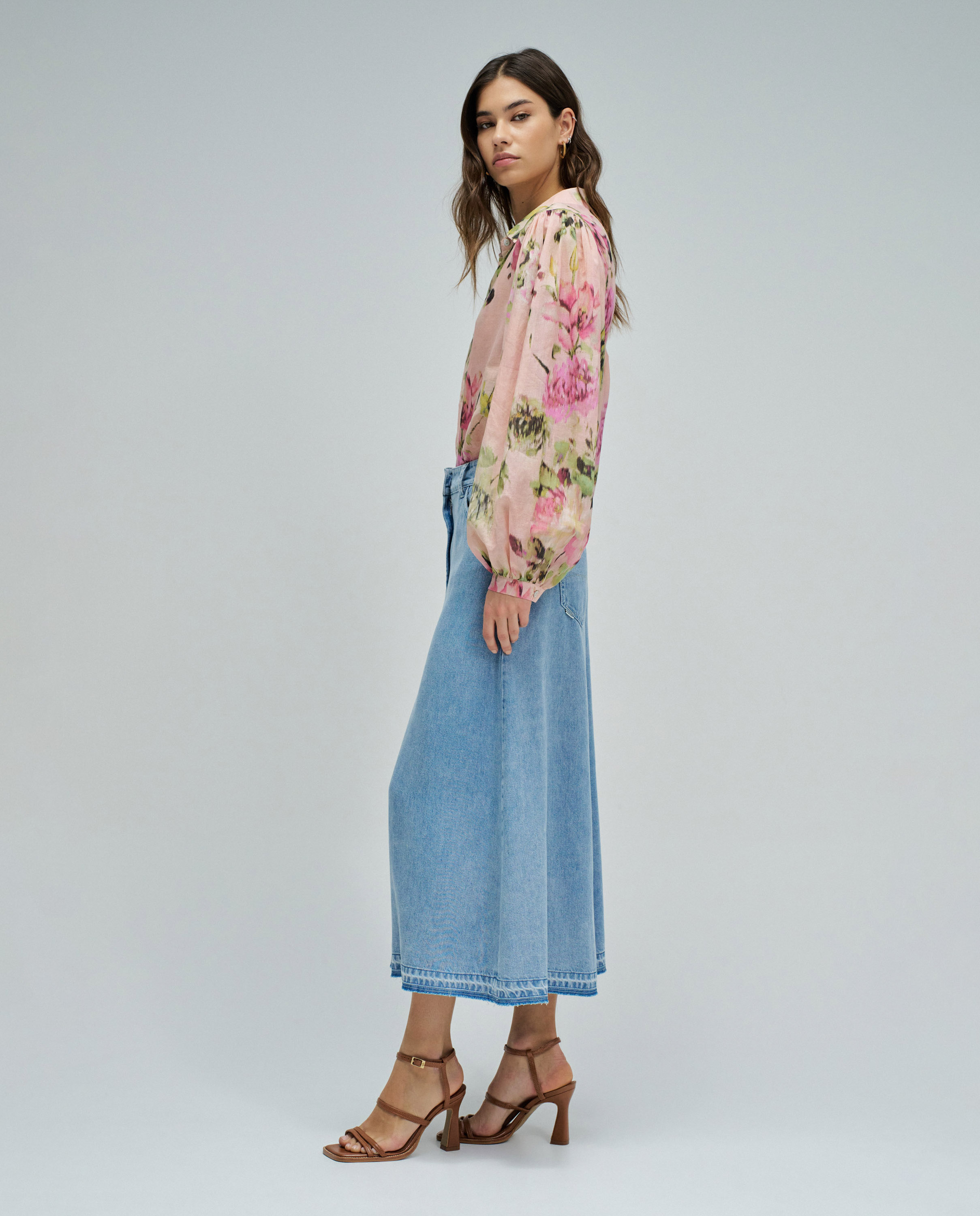 Saia Midi em Lightdenim Azul-2
