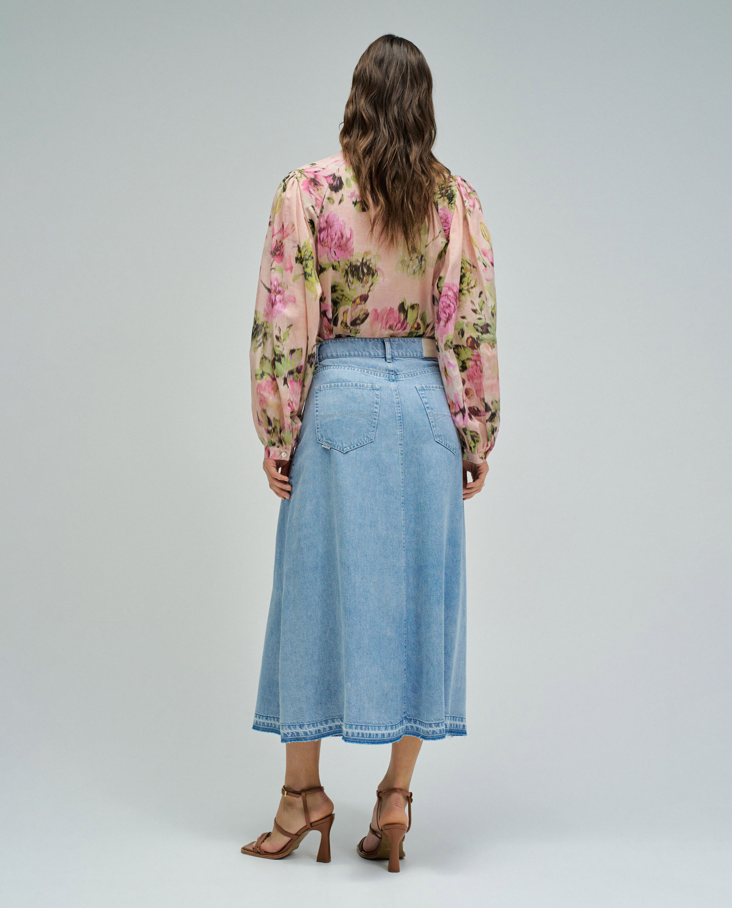 Saia Midi em Lightdenim Azul-3