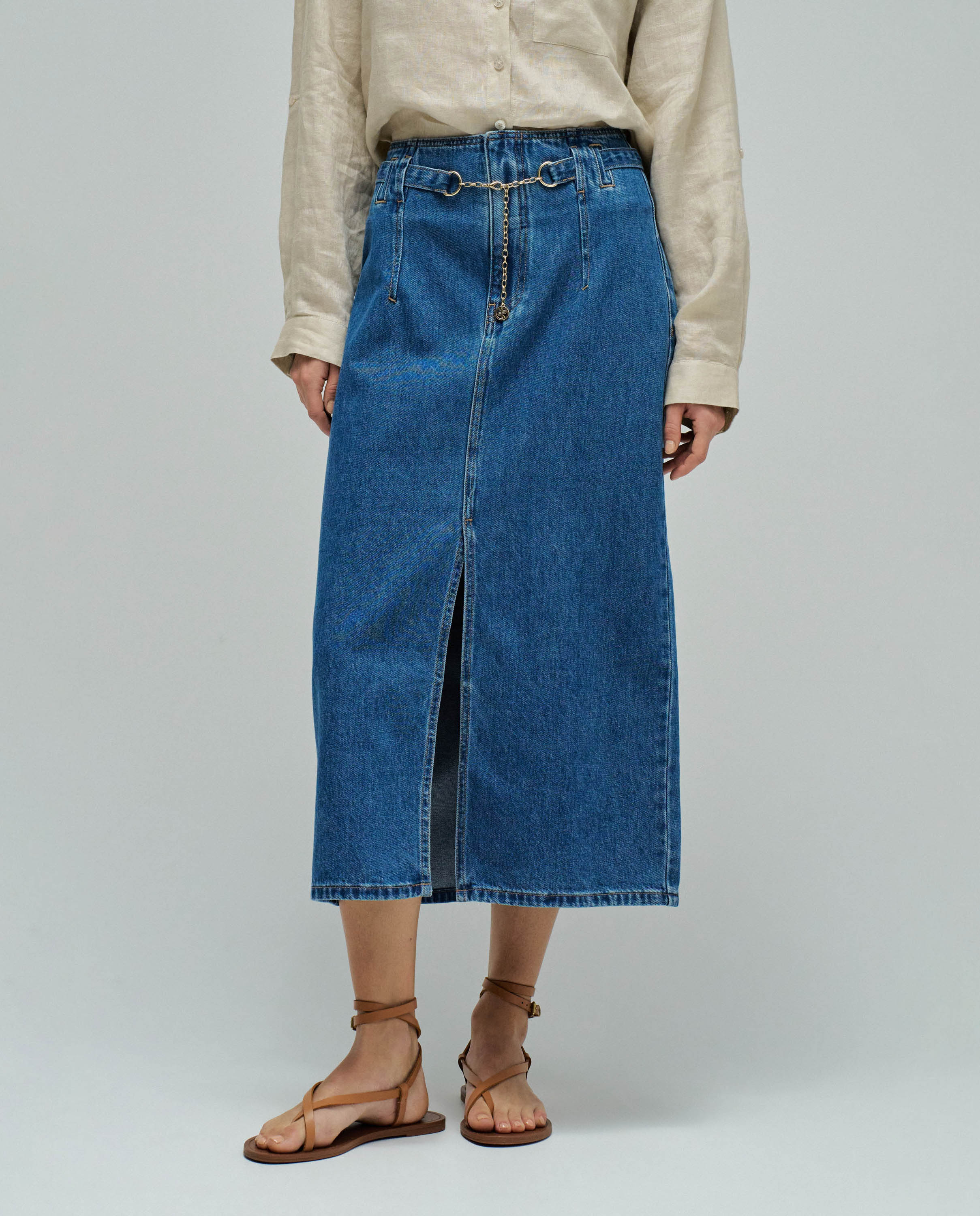 Imagem 0 de Saia Midi em Denim