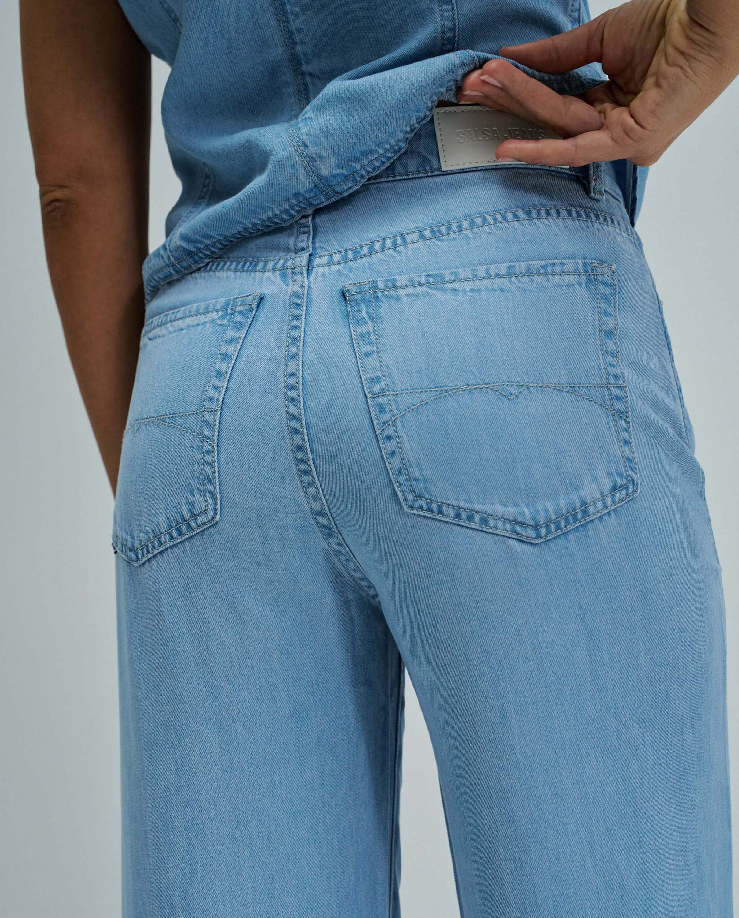 Jeans Wide Leg em Light Denim Azul-4
