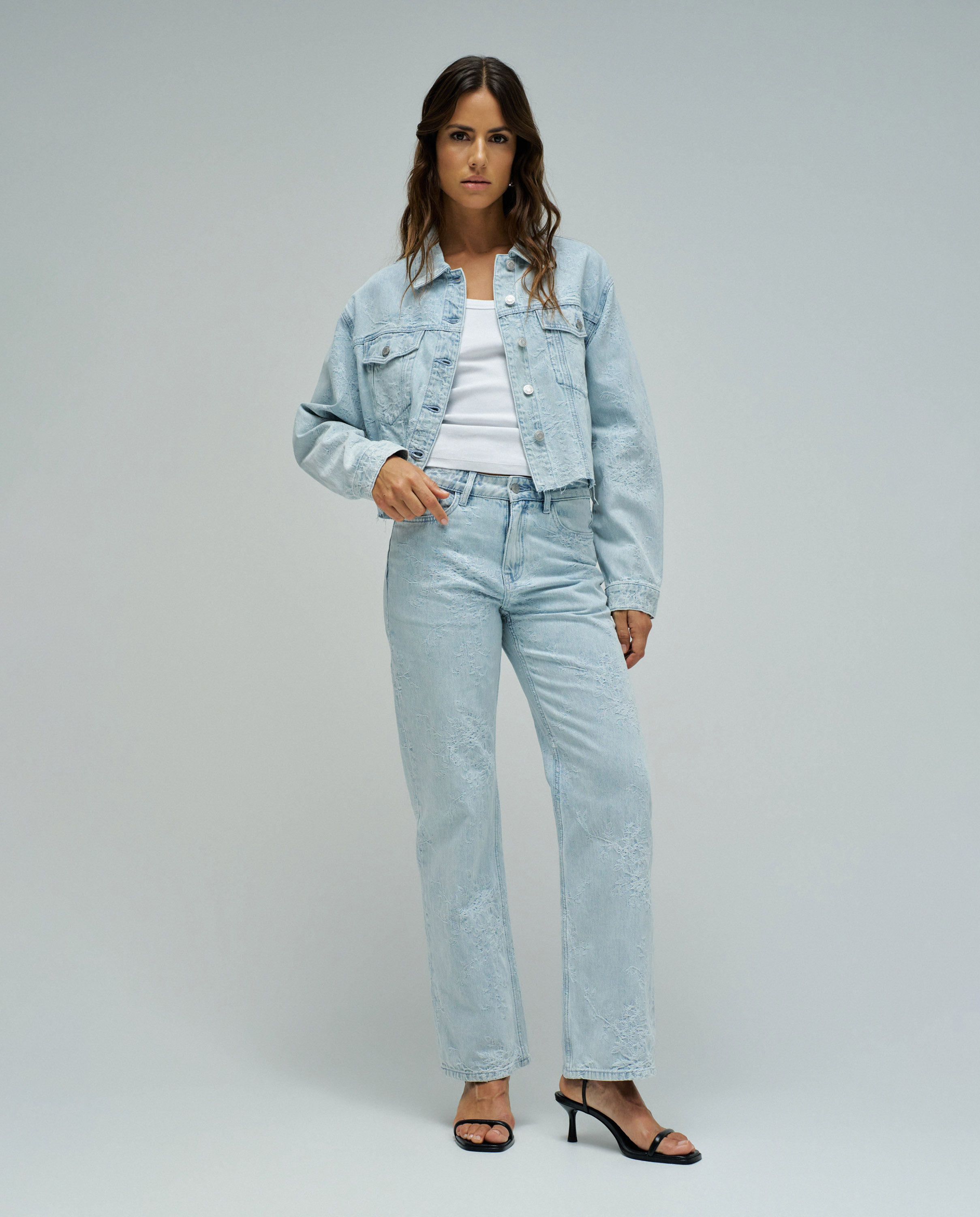 Imagem 0 de Jeans Straight Fit com Jacquard