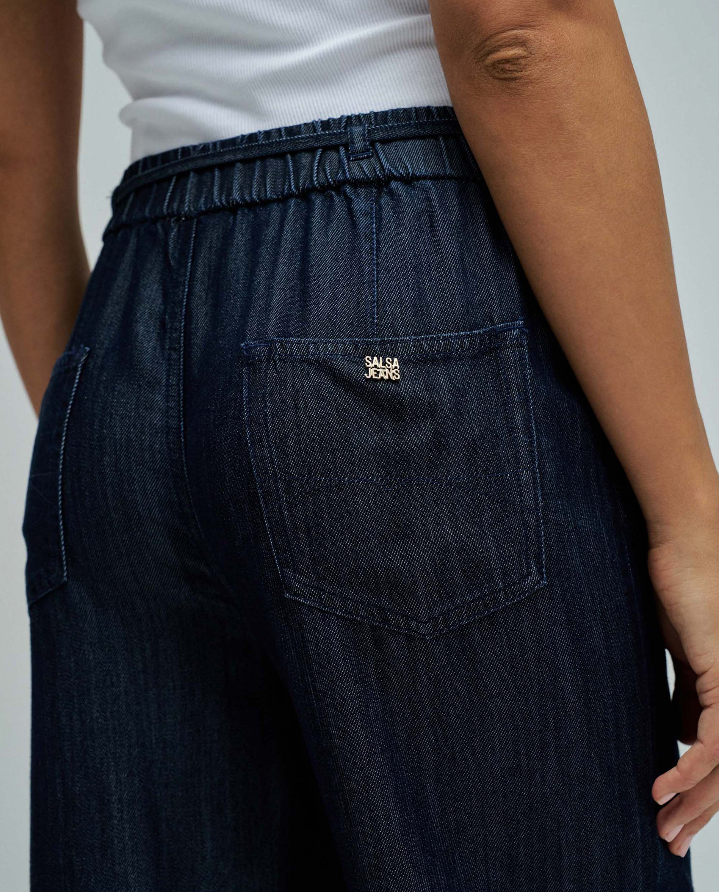 Calças Joggers com Perna Wide em Lightdenim Azul-4
