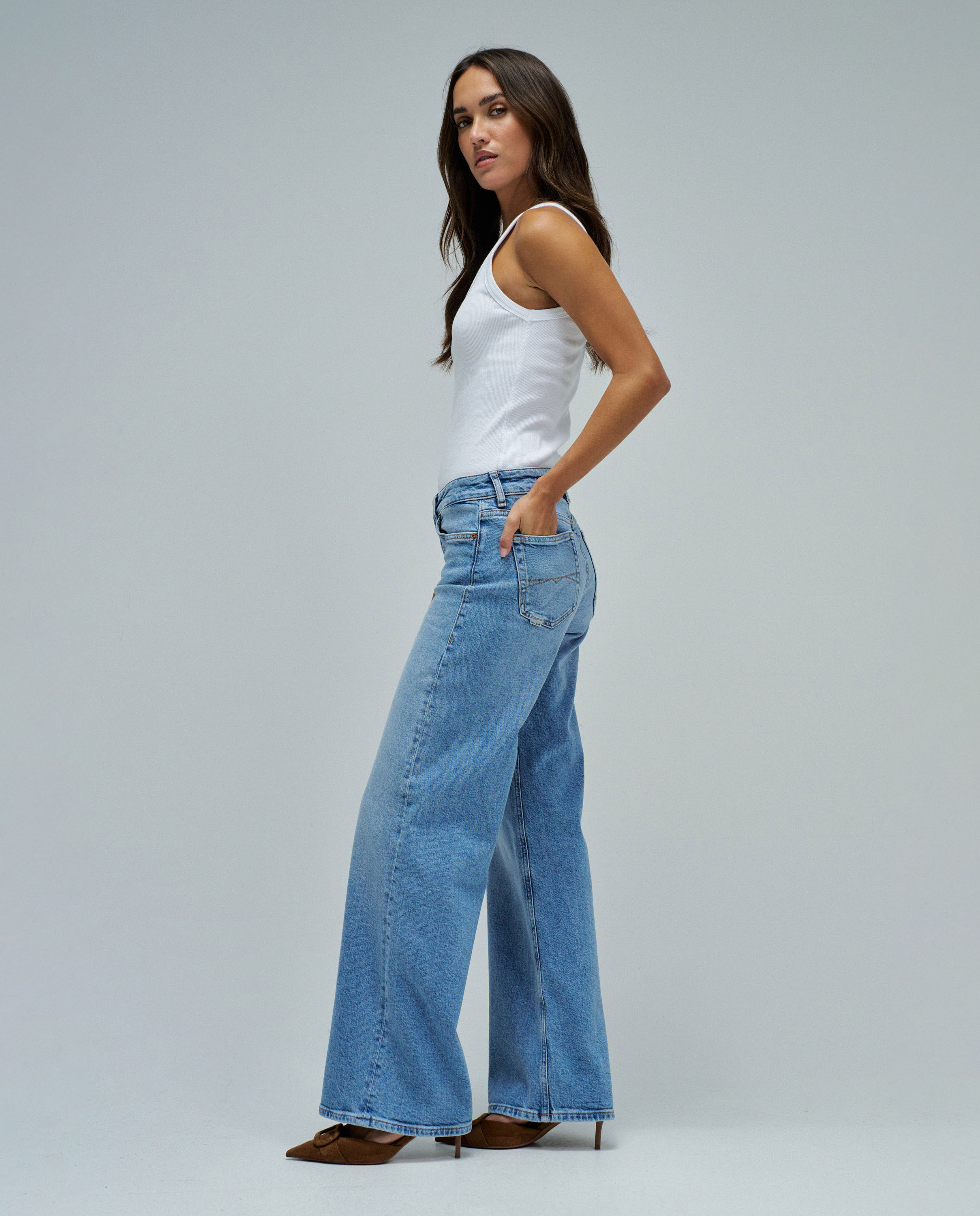 Jeans Low Rise Wide Leg Azul-2