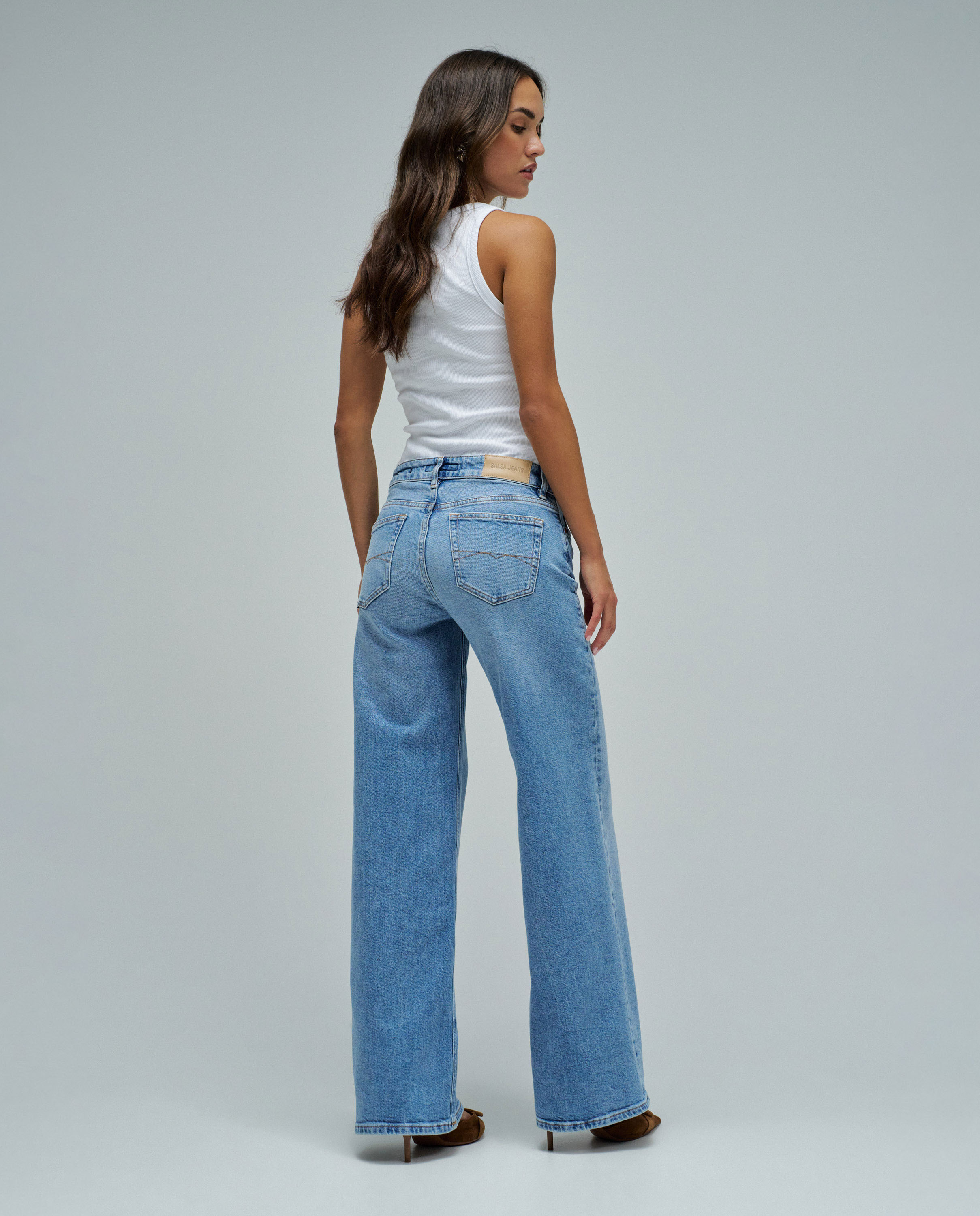 Jeans Low Rise Wide Leg Azul-3