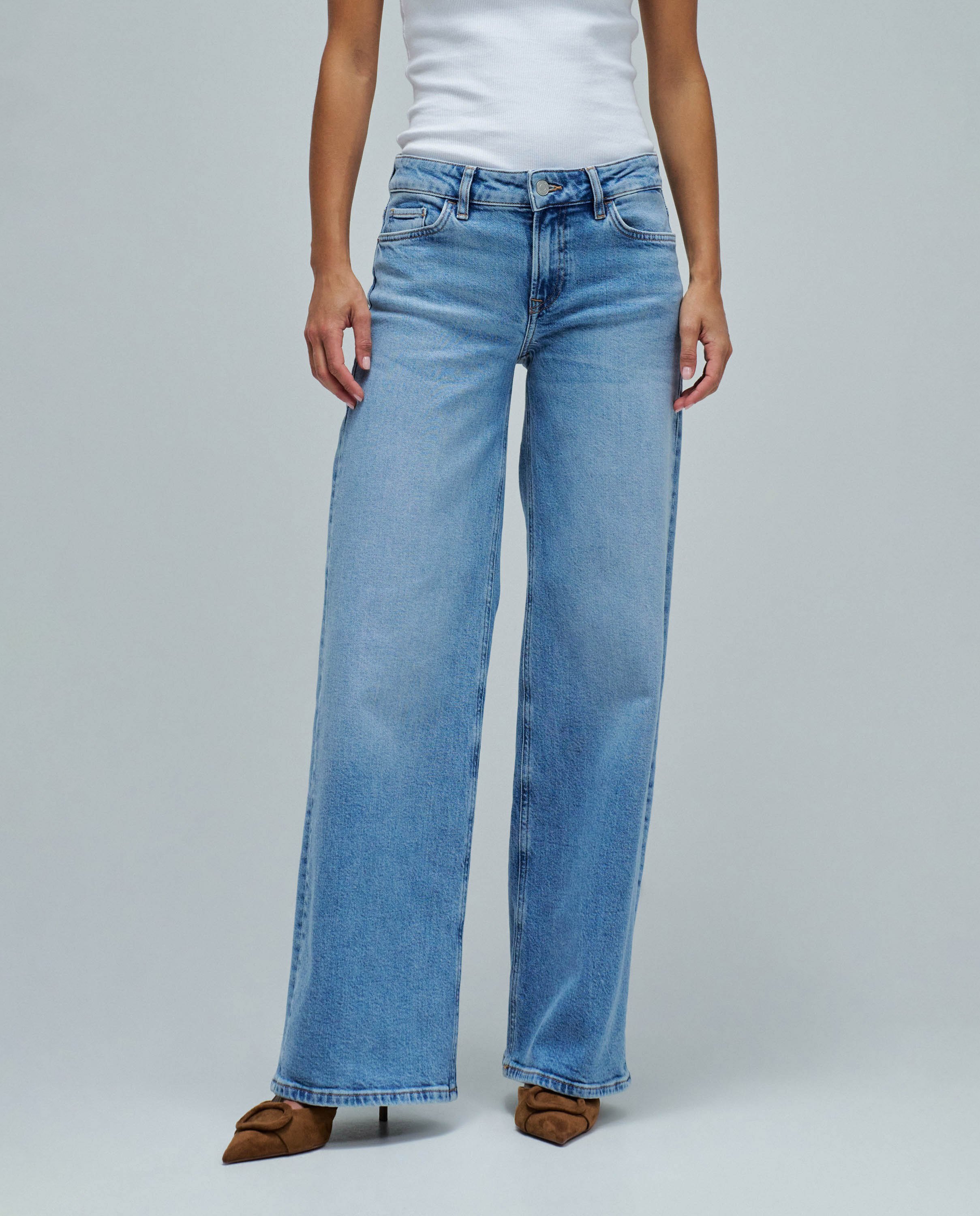 Jeans Low Rise Wide Leg Azul-5