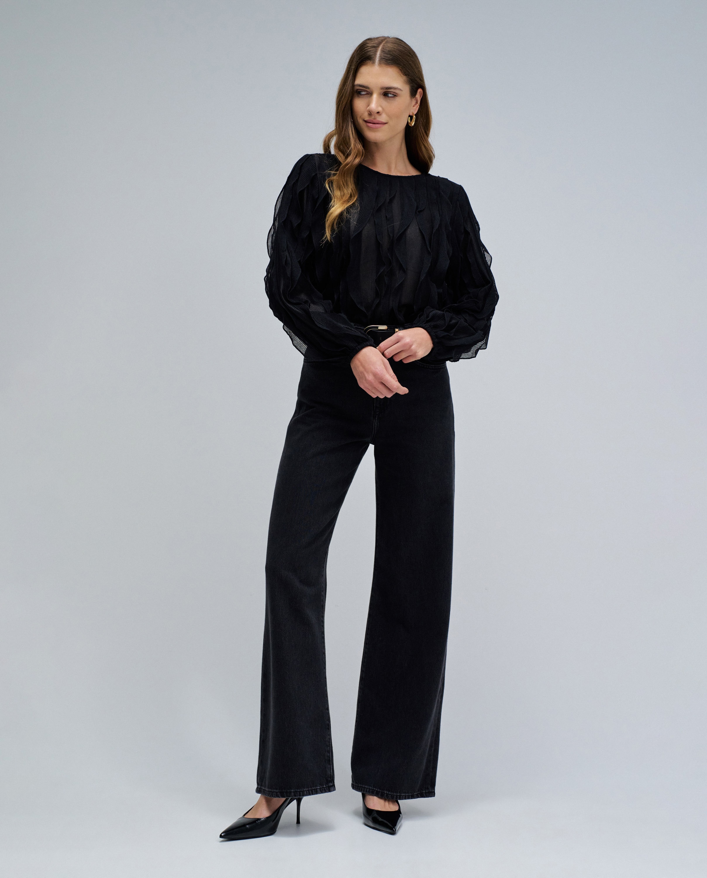 Jeans Wide Leg Preto-1