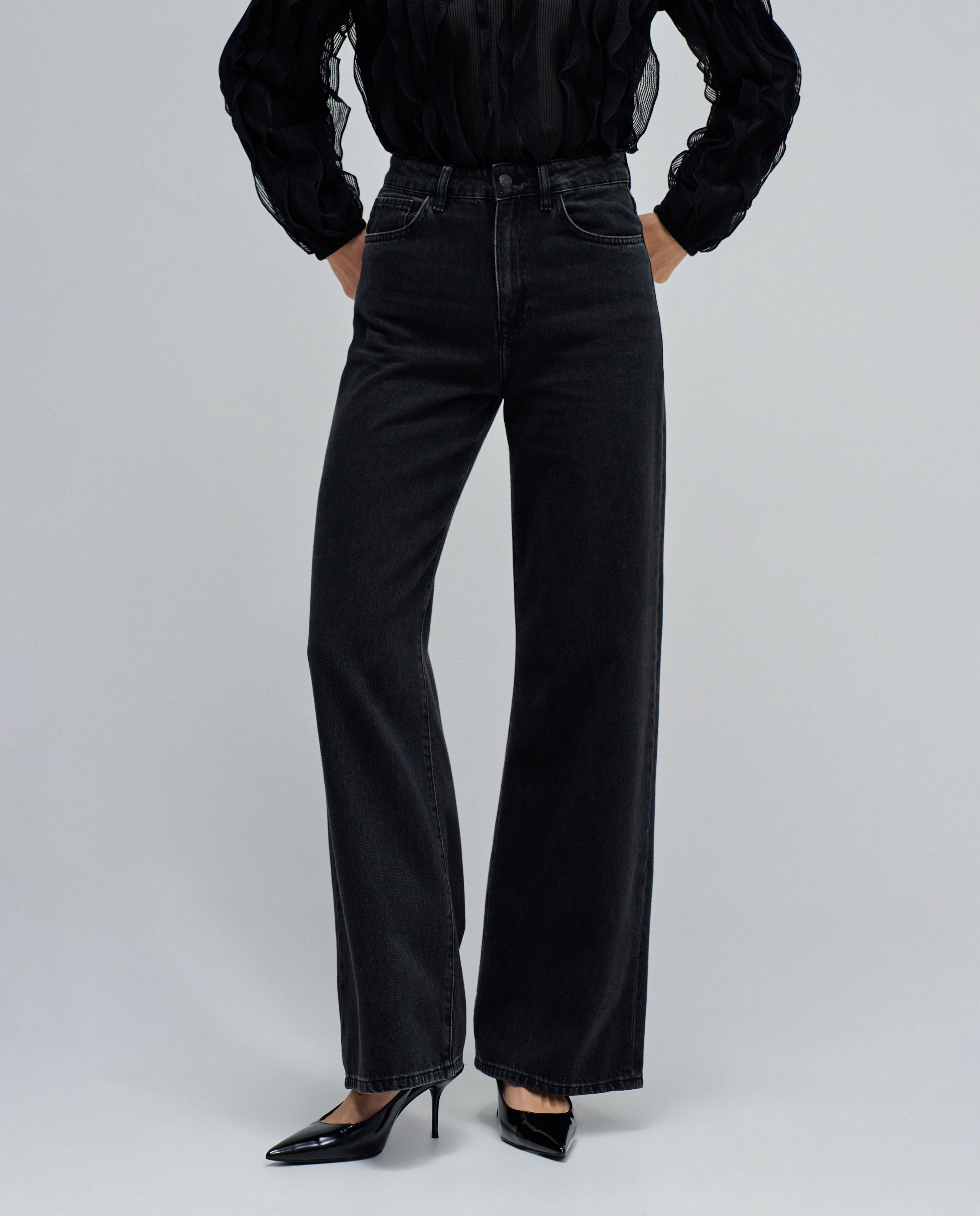 Jeans Wide Leg Preto-5