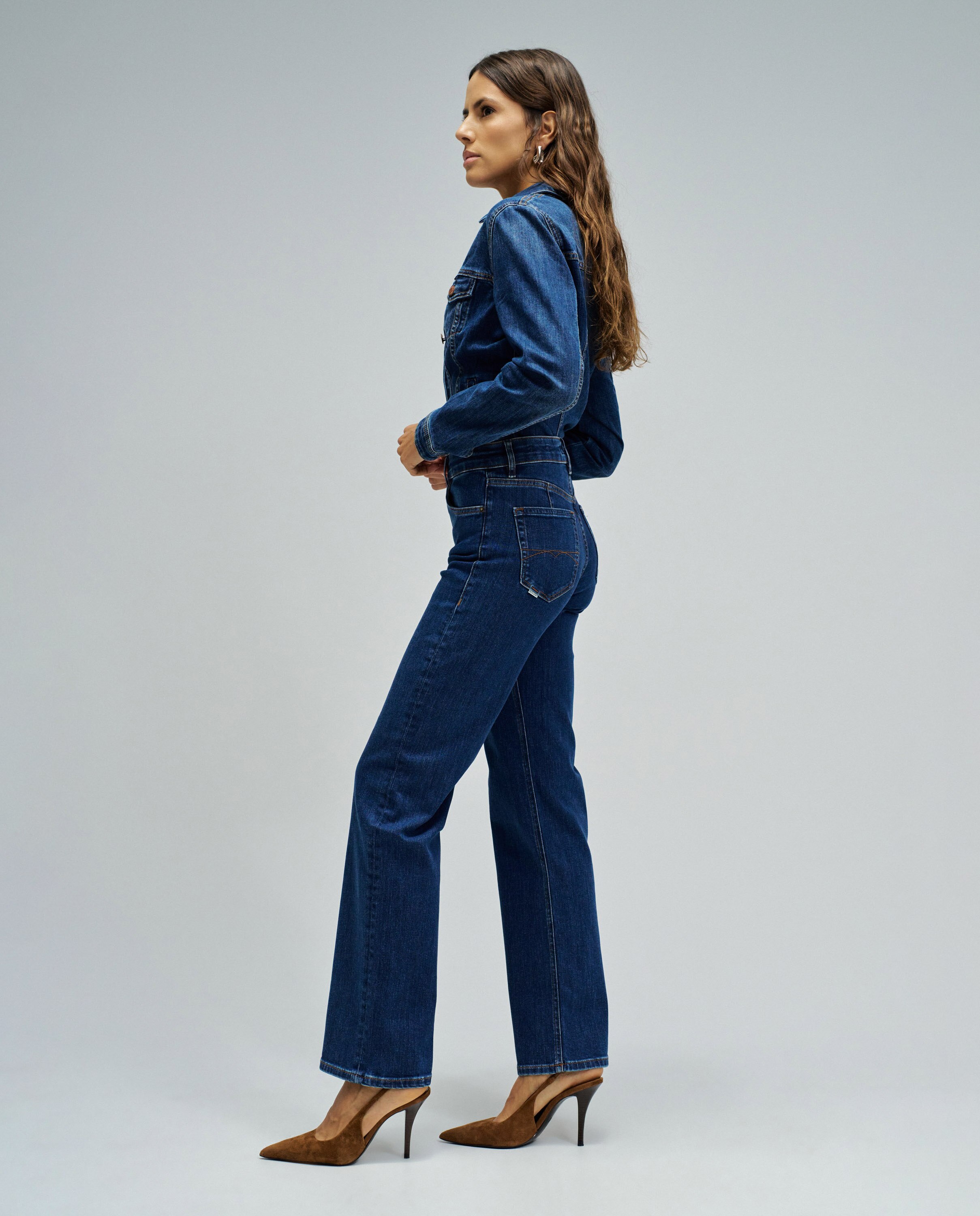 Jeans True Straight de Cintura Subida Azul-2