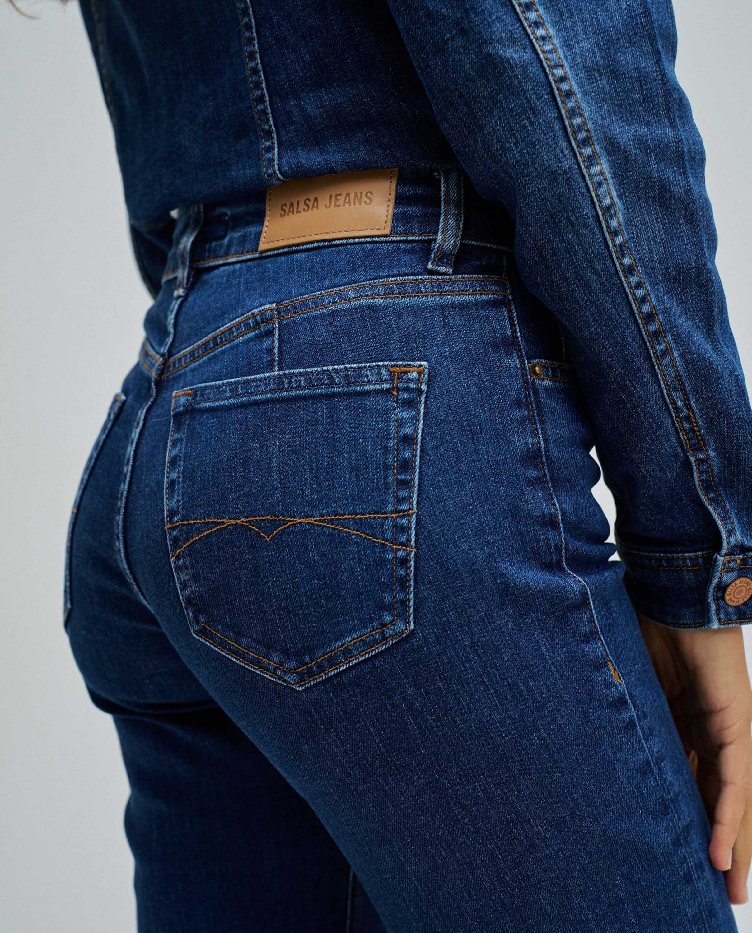 Jeans True Straight de Cintura Subida Azul-4