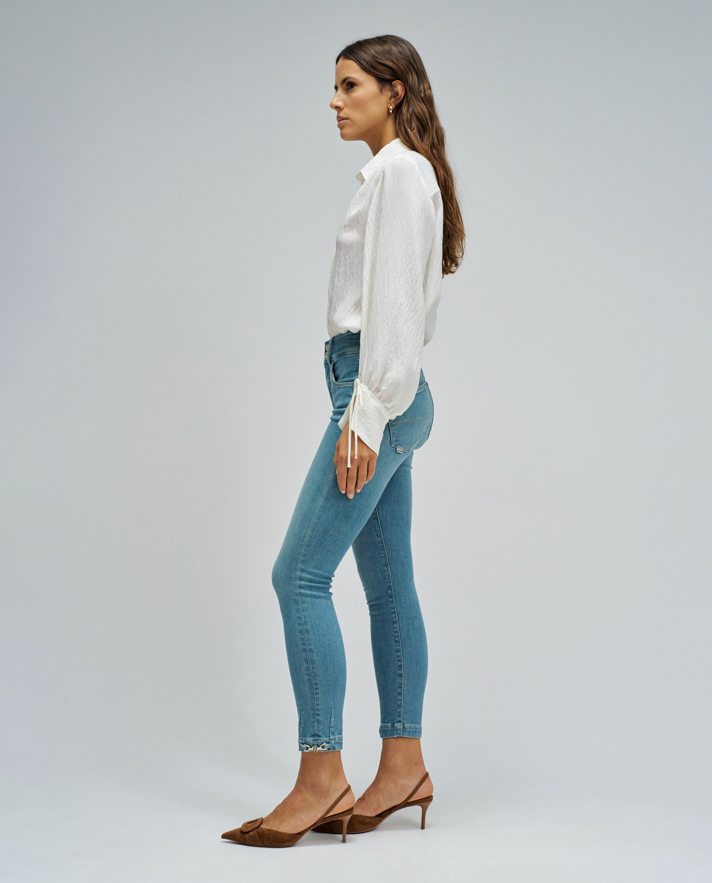 Jeans Straight Secret Push In Cropped Skinny Azul-2