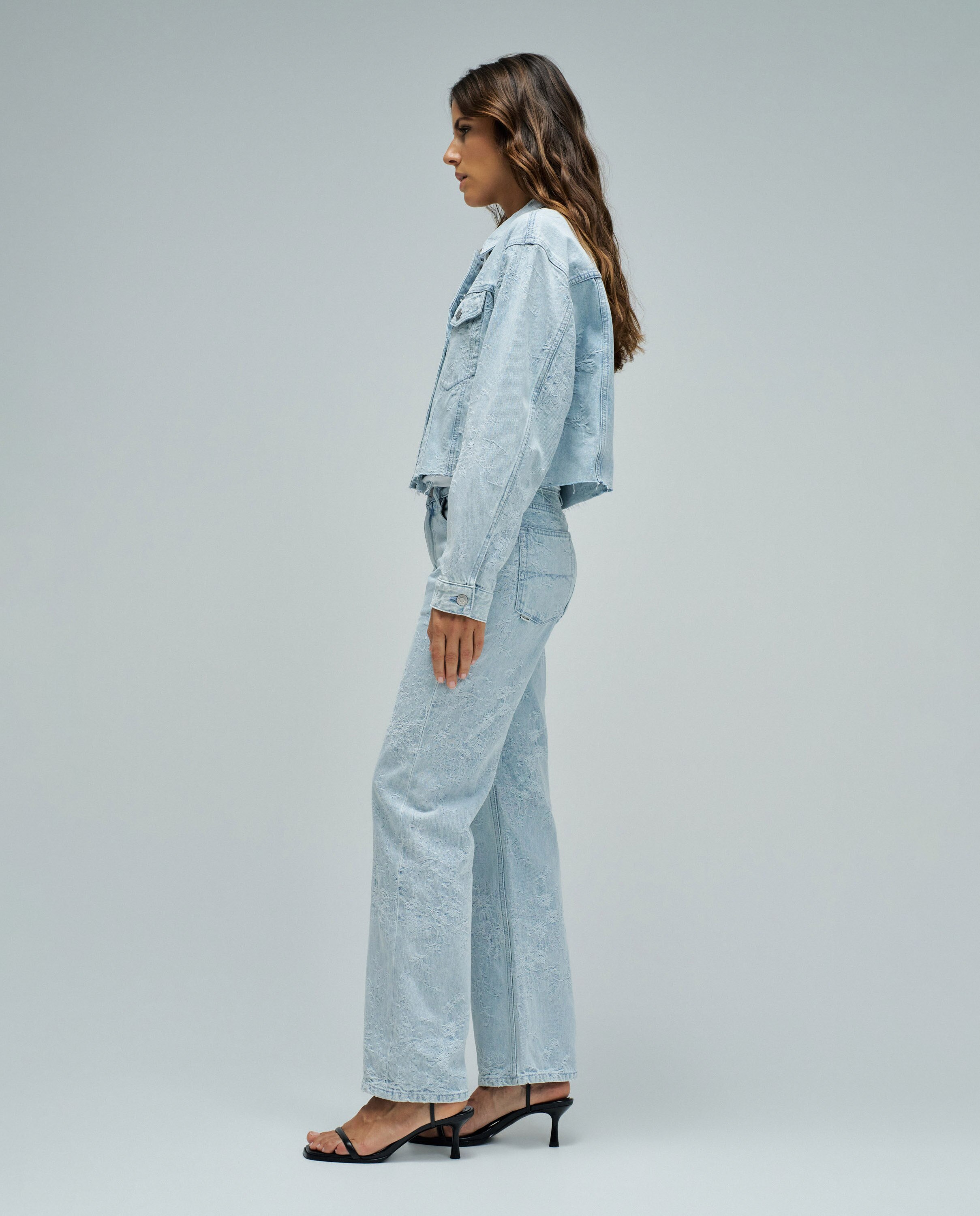 Blusão em Denim com Jacquard Azul-2