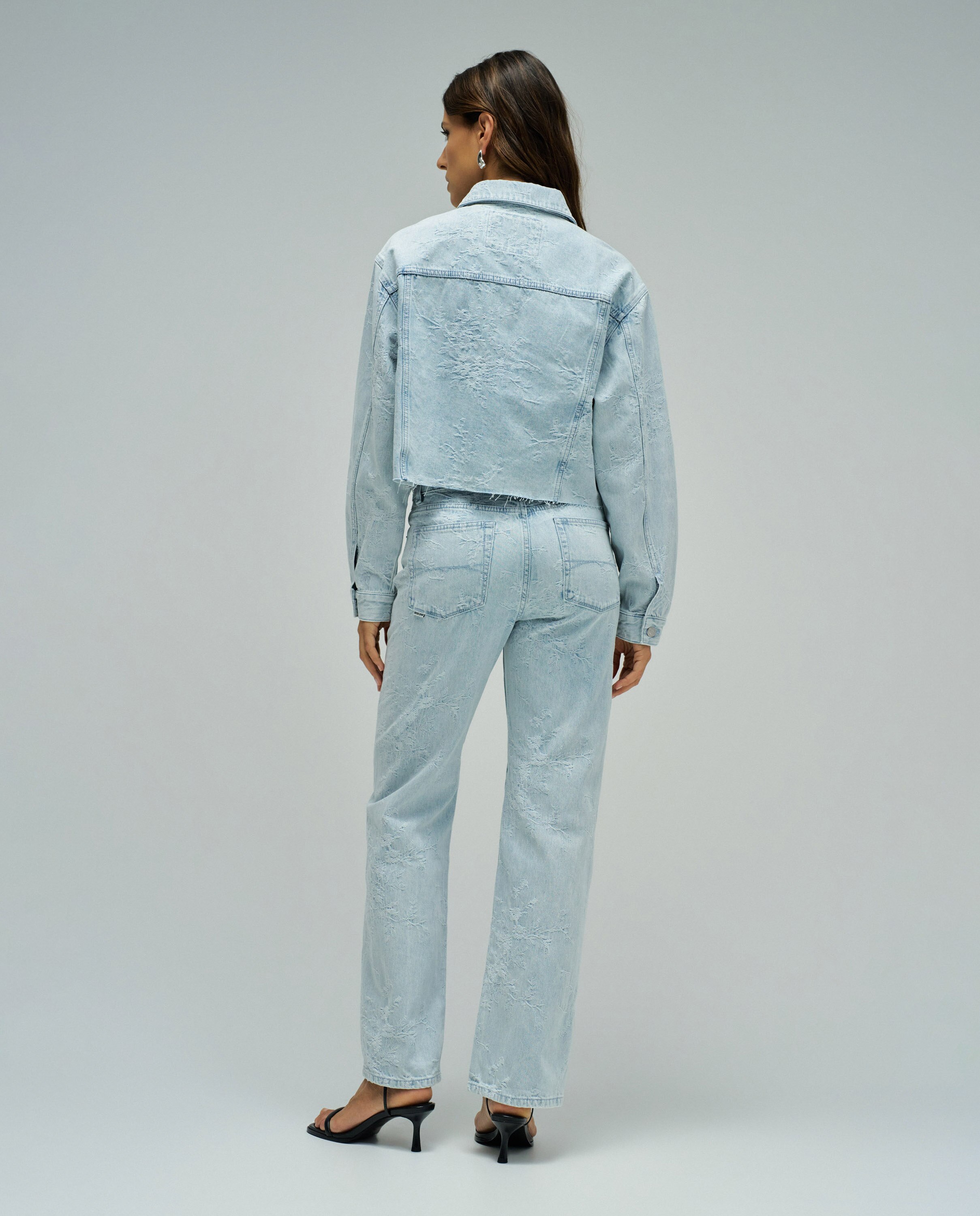 Blusão em Denim com Jacquard Azul-3
