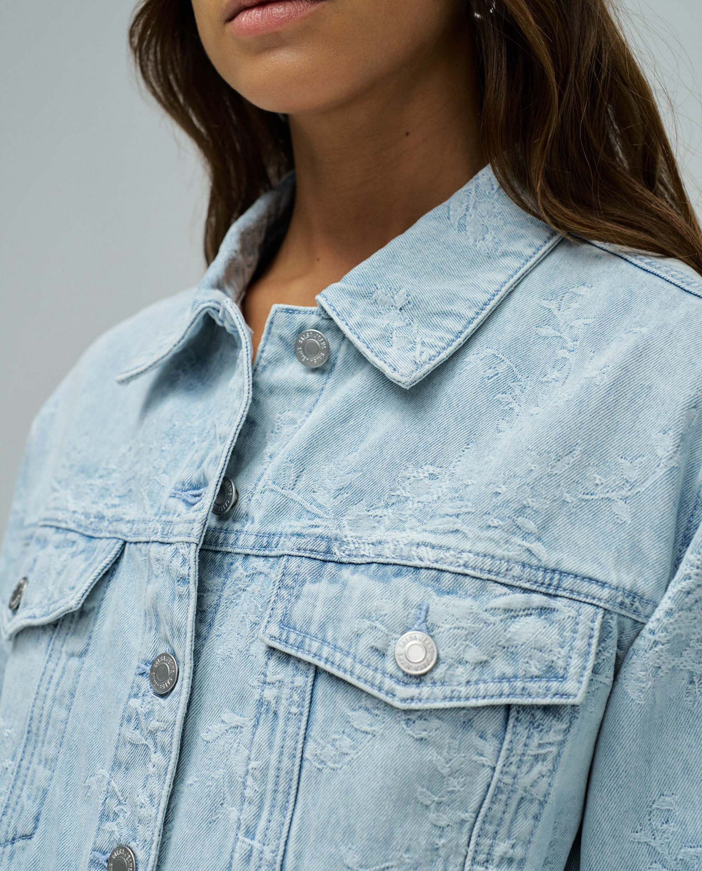 Blusão em Denim com Jacquard Azul-4