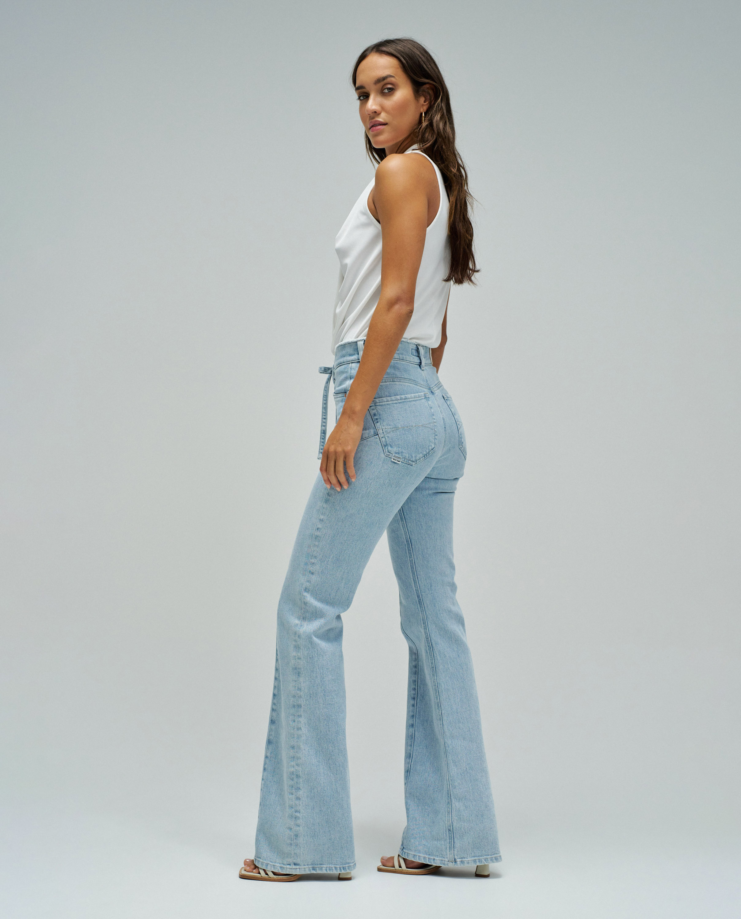 Jeans À Boca de Sino Faith Push In Flare Azul-claro-2