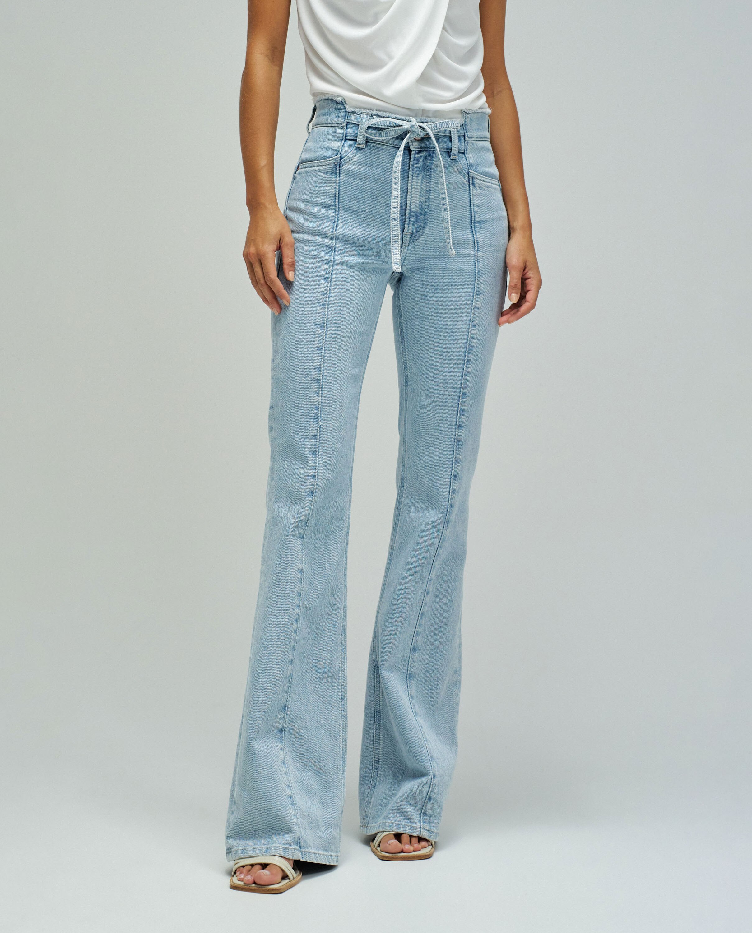 Jeans À Boca de Sino Faith Push In Flare Azul-claro-5