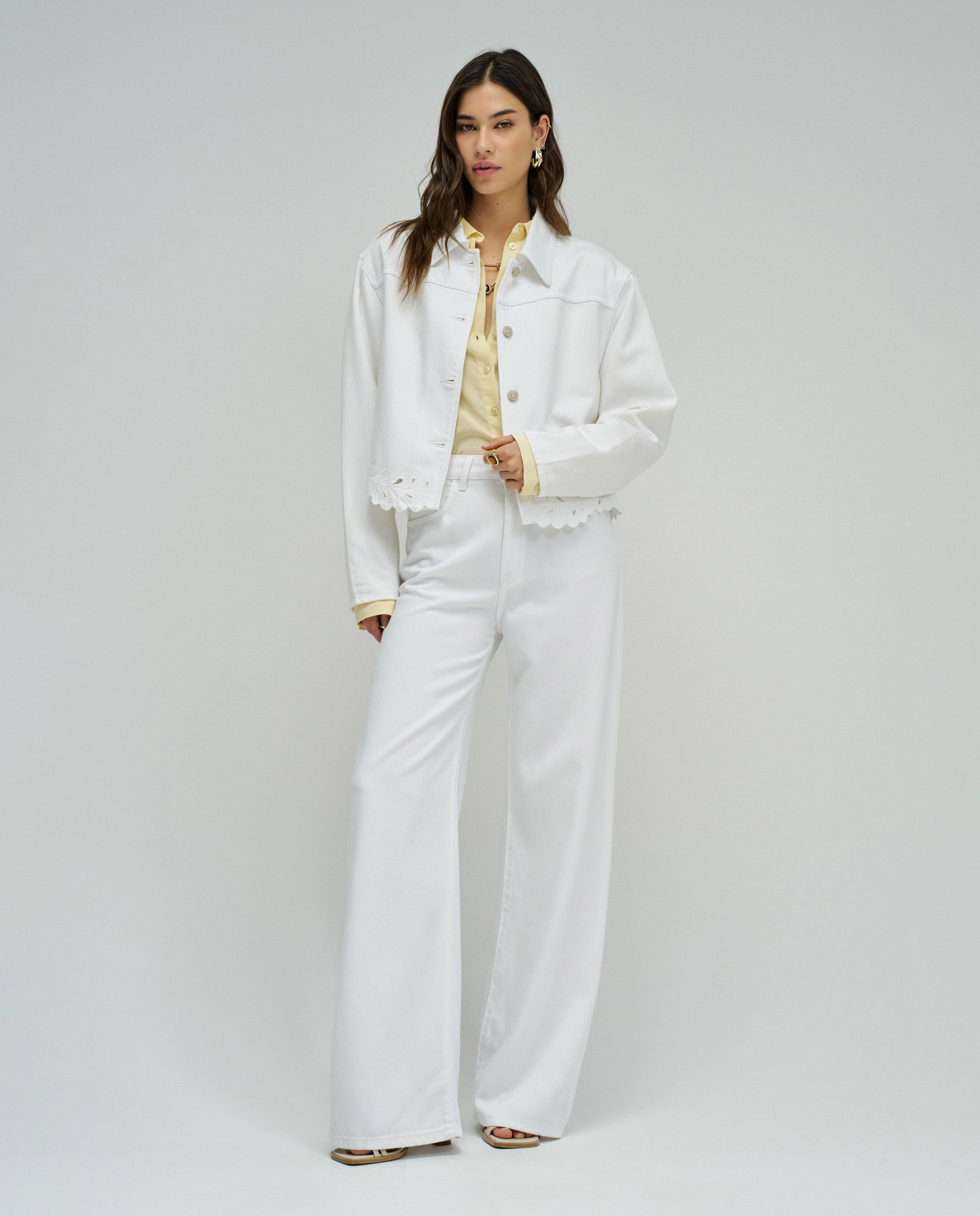 Casaco em Lightdenim Fit Loose Branco-5