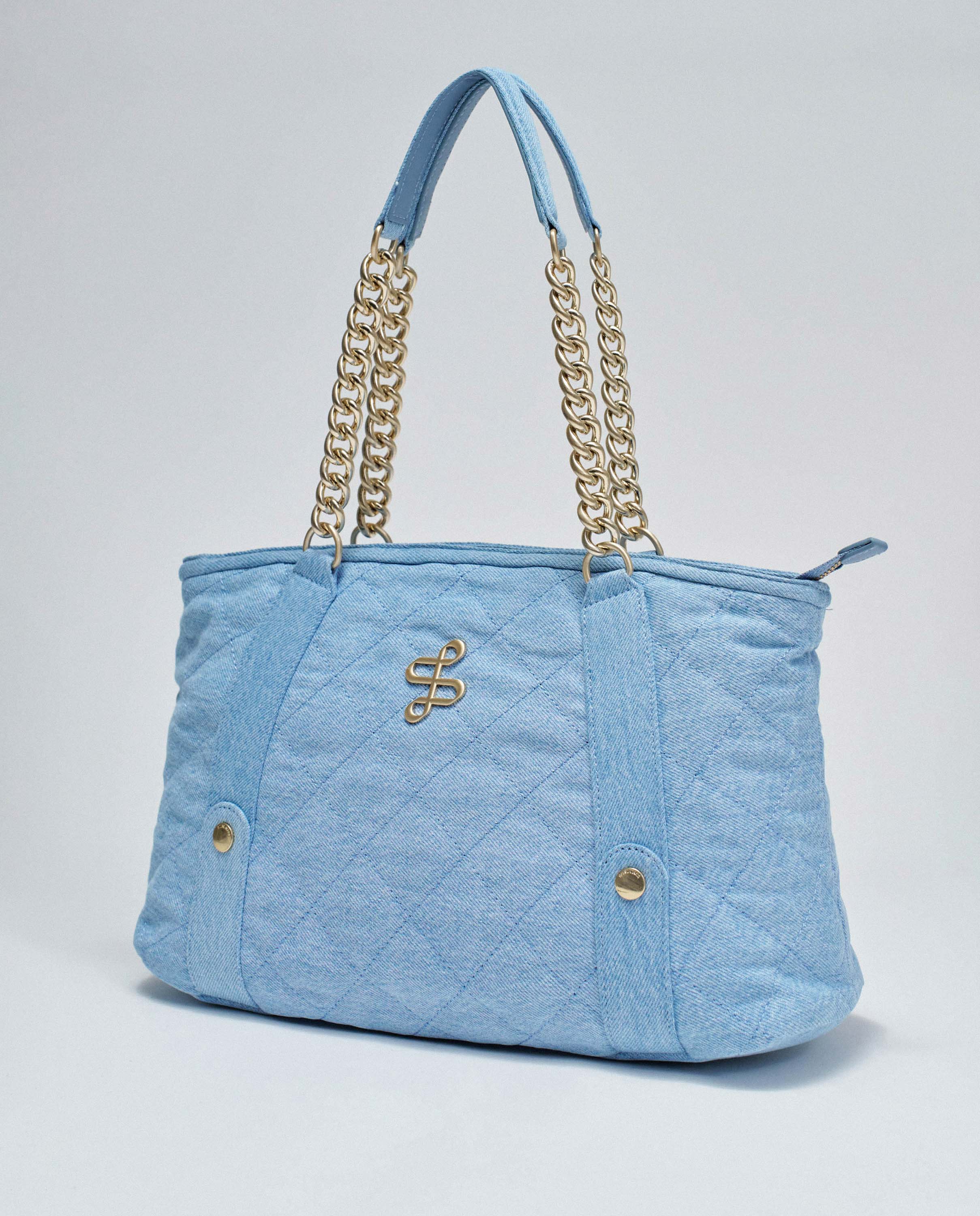 Mala Acolchoada de Denim Azul-2