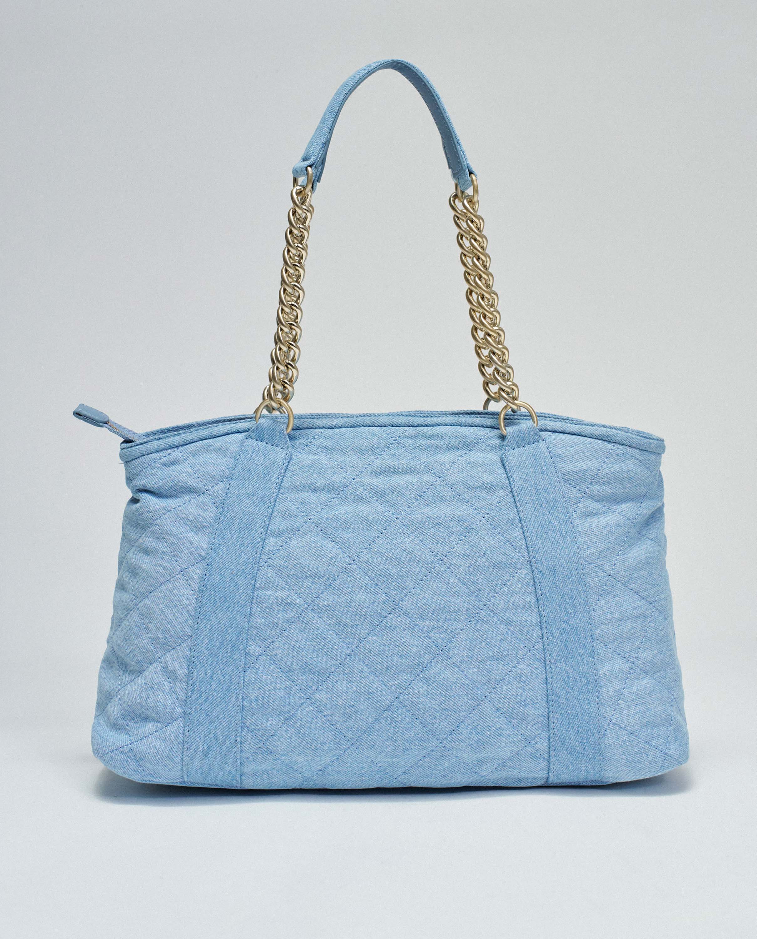 Mala Acolchoada de Denim Azul-3