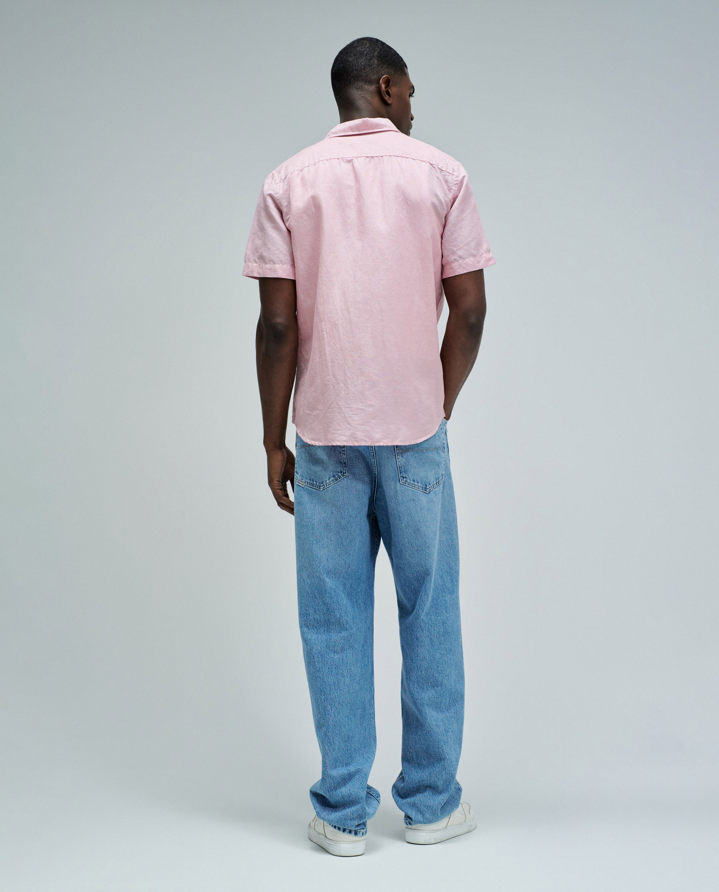 Camisa com Linho Regular Fit Rosa-3