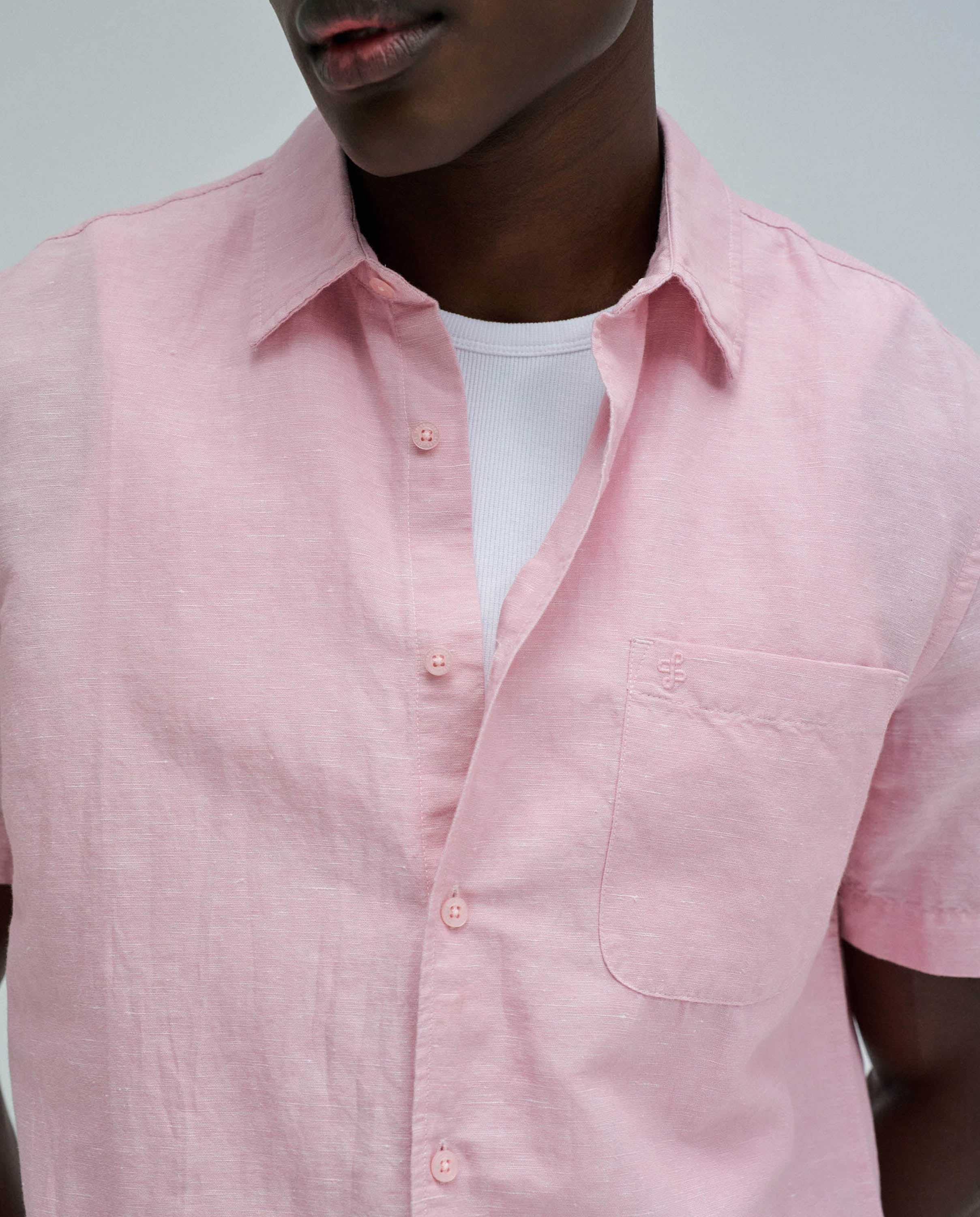 Camisa com Linho Regular Fit Rosa-4