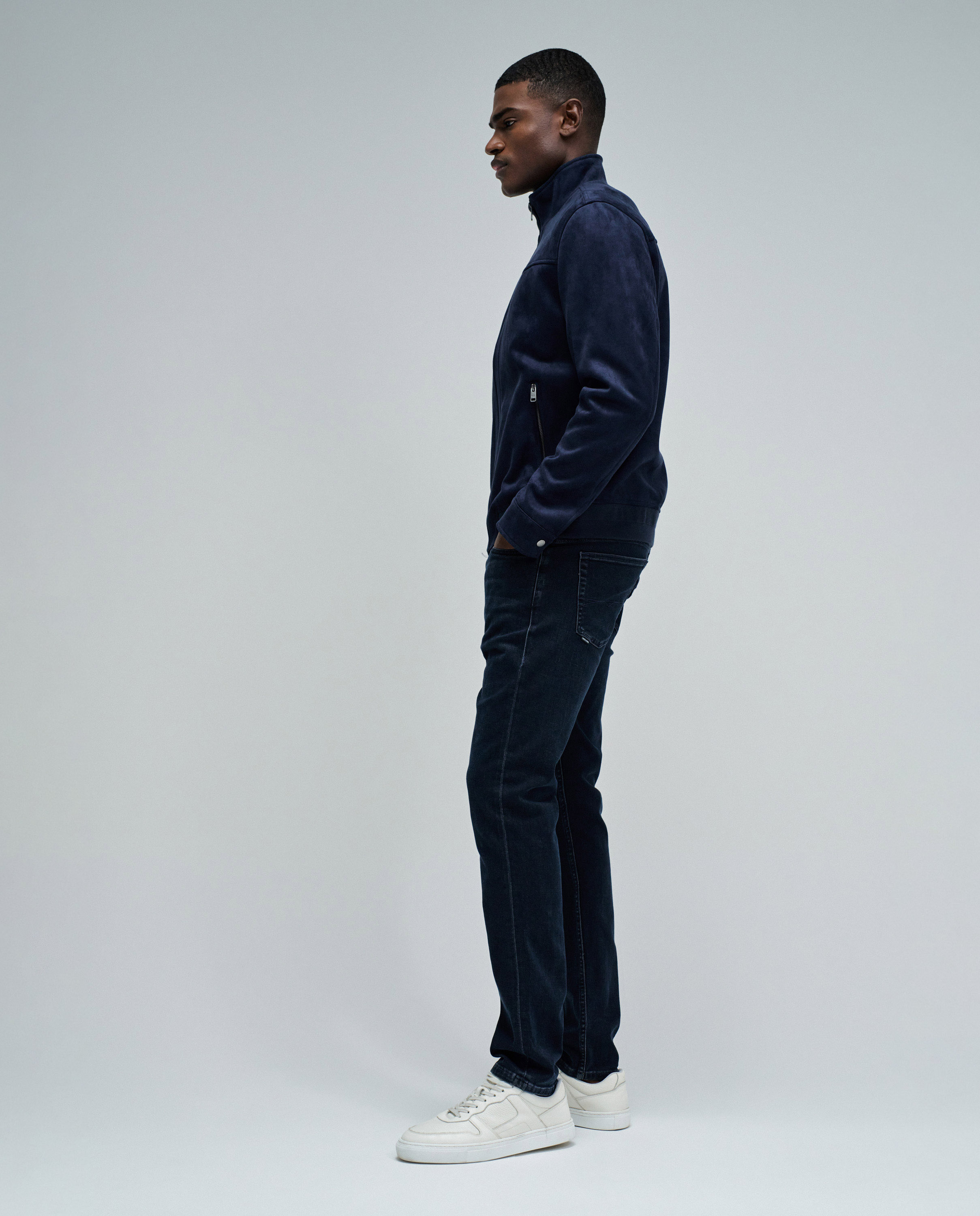 Casaco Bomber de Camurça Azul-marinho-2