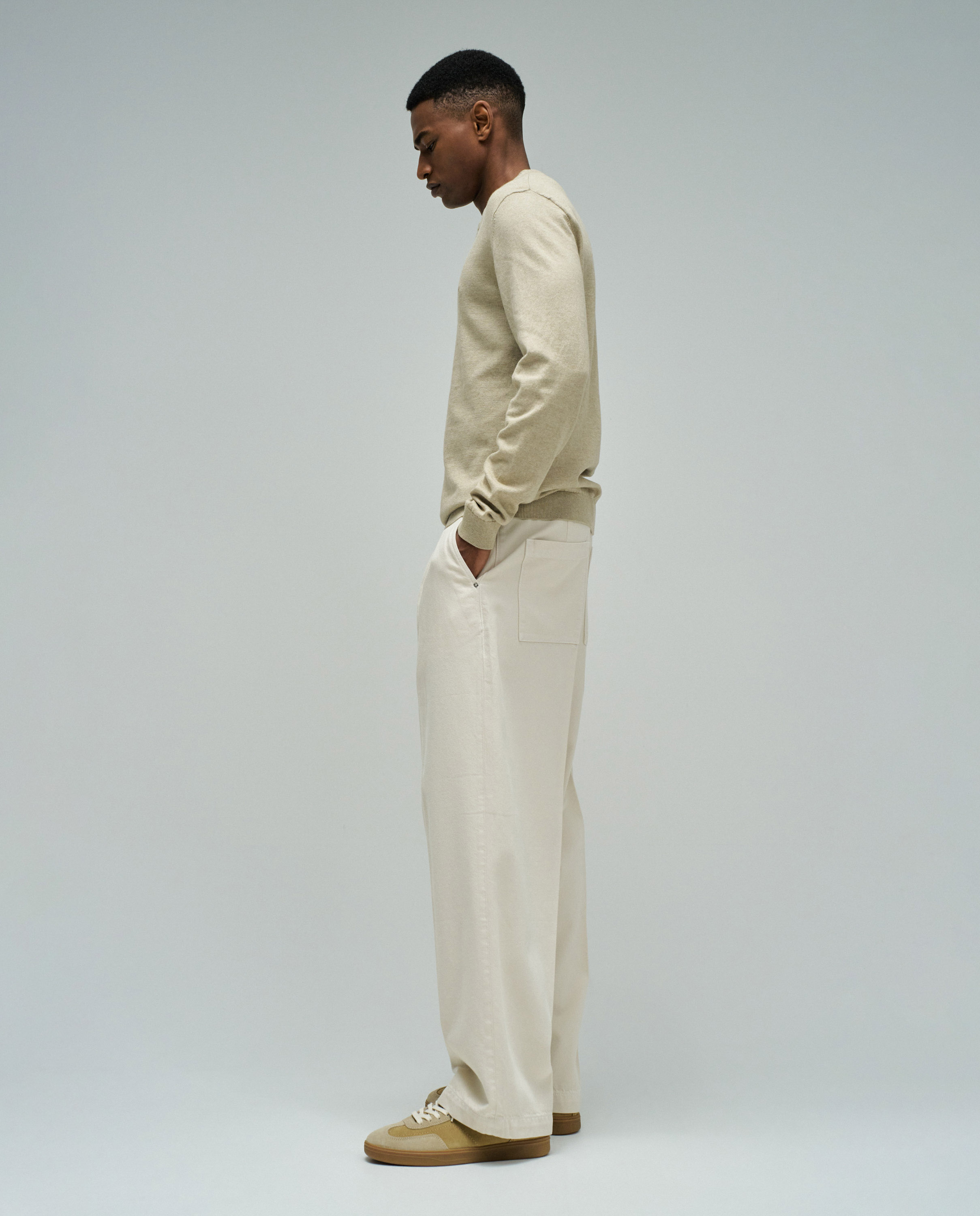 T-shirt de Manga Comprida Bege-2