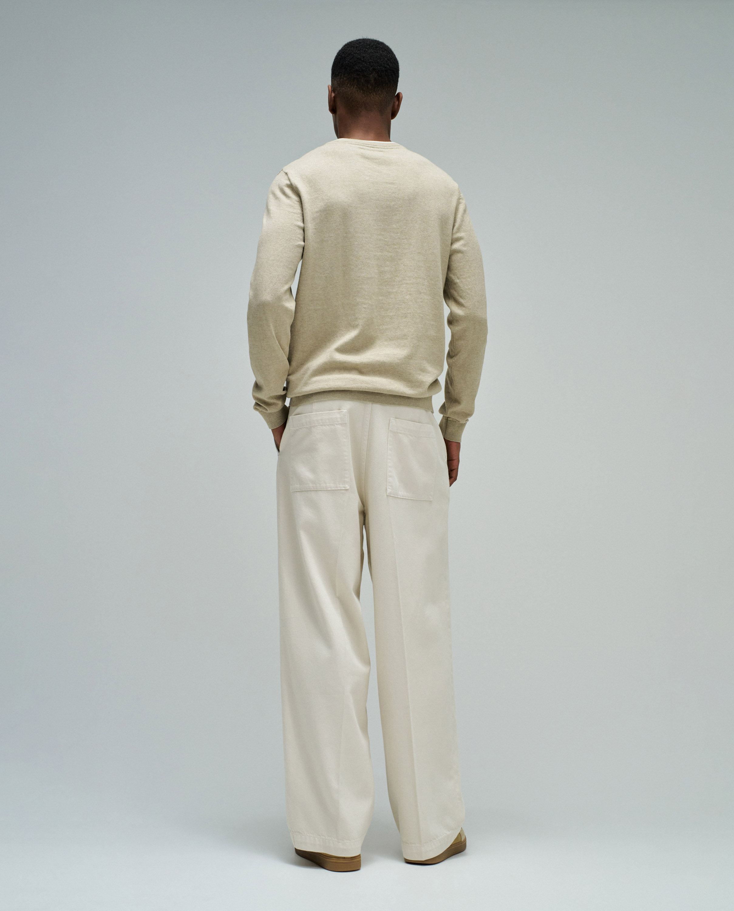 T-shirt de Manga Comprida Bege-3