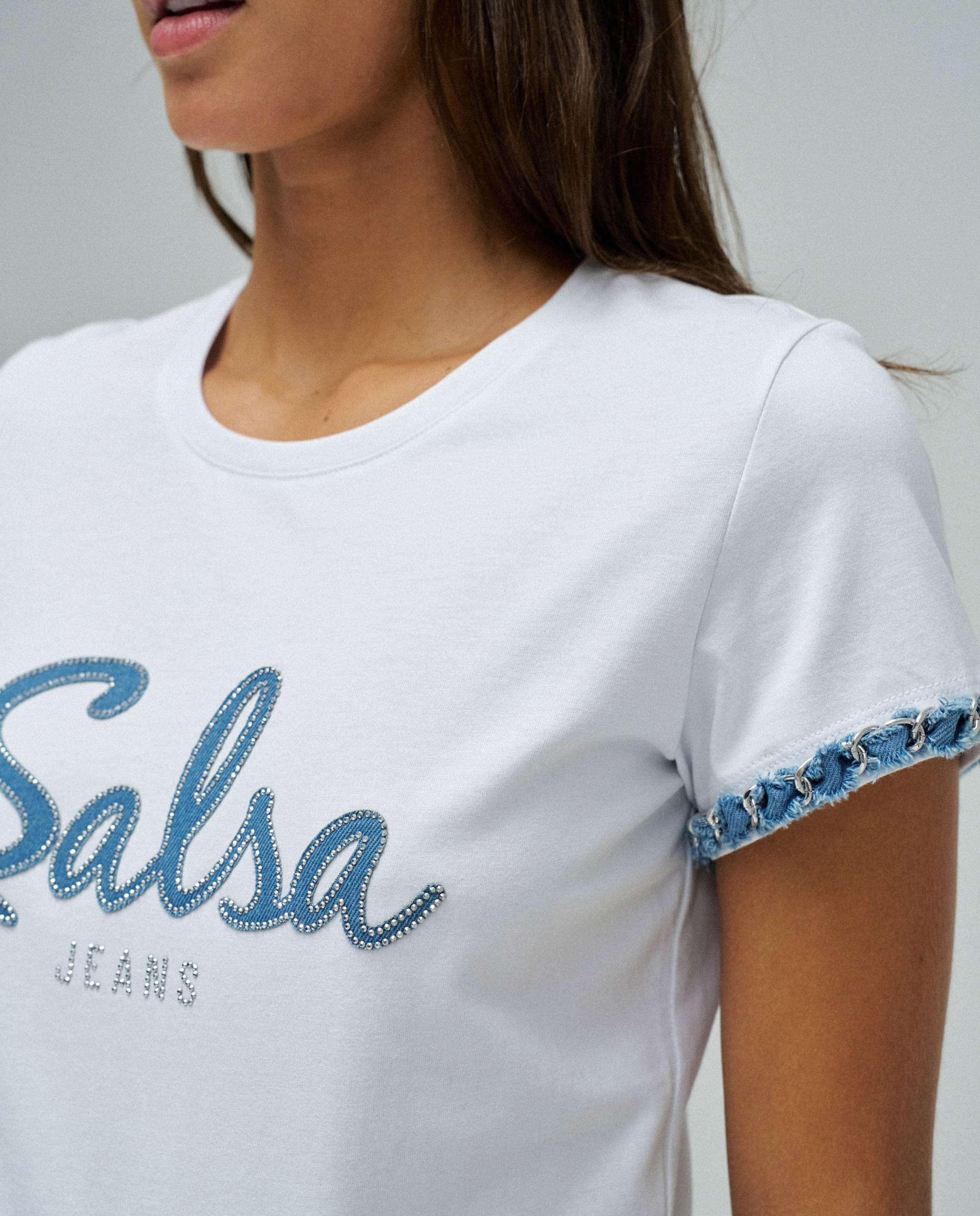 T-shirt com Branding Slim Fit Branco-4