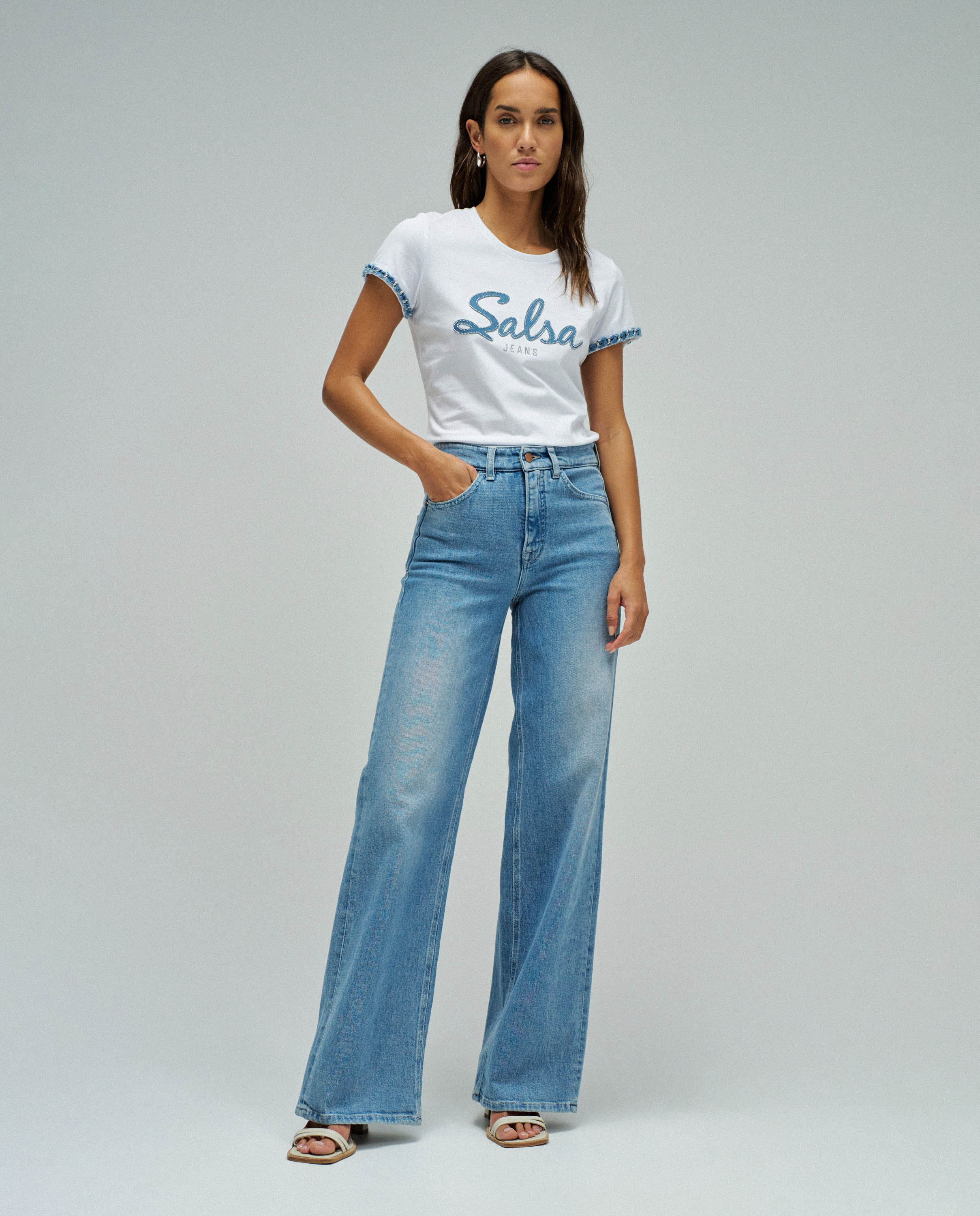 T-shirt com Branding Slim Fit Branco-5