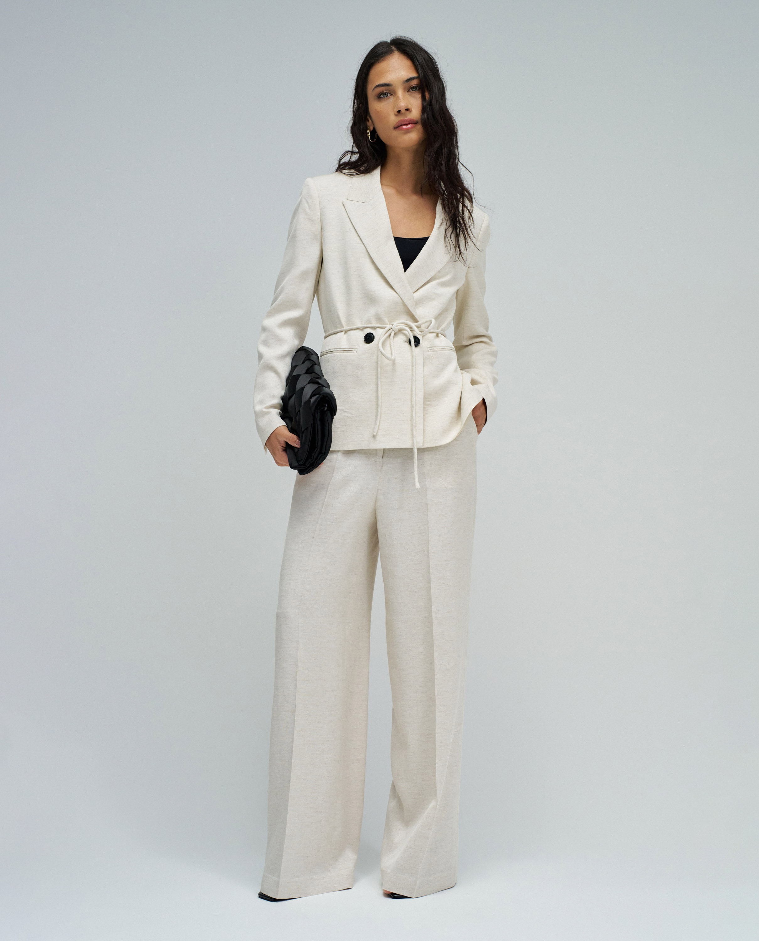 Blazer com Linho de Silhueta Regular Branco-5