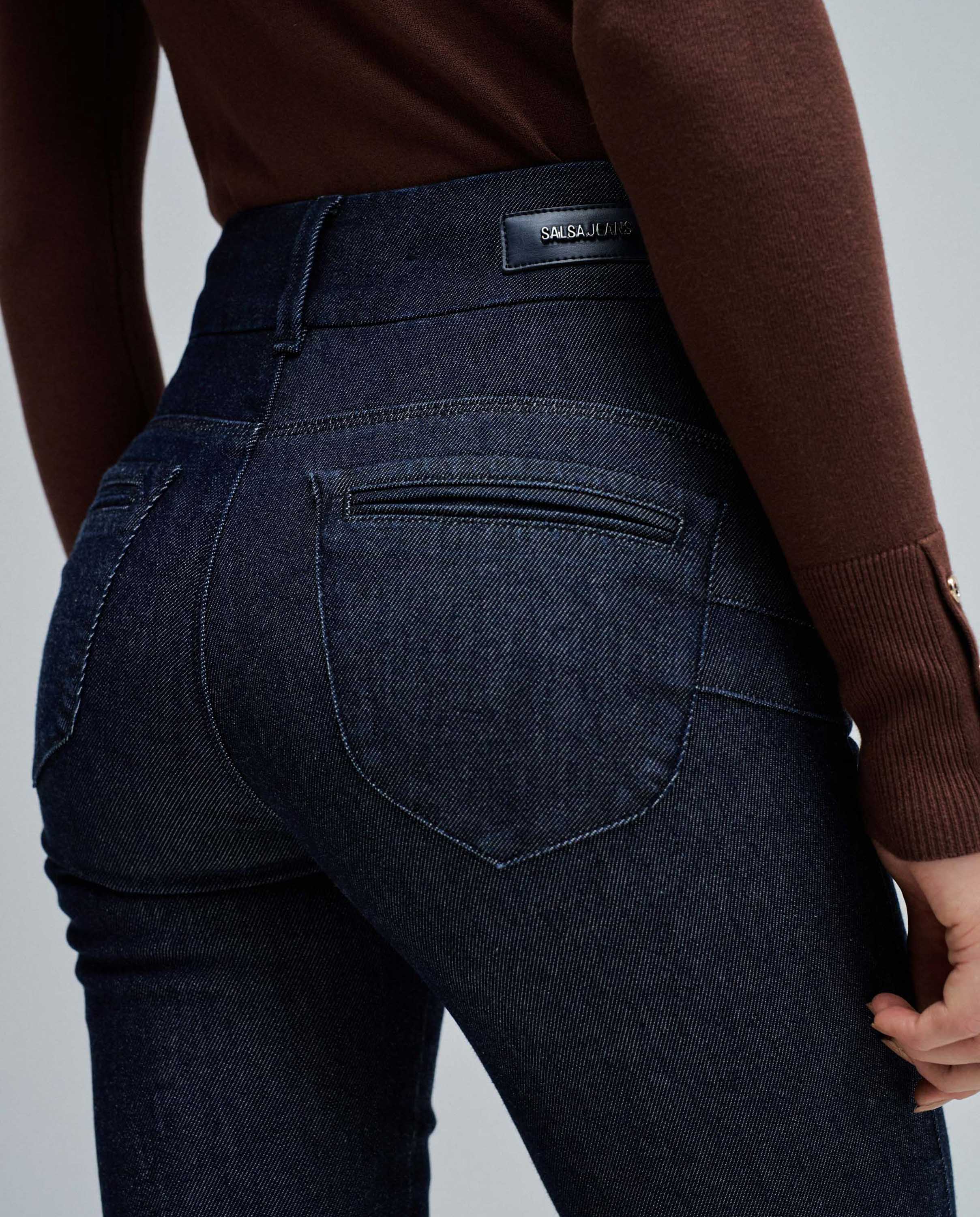 Jeans Secret Calças Chino Push In Flare Azul-escuro-4