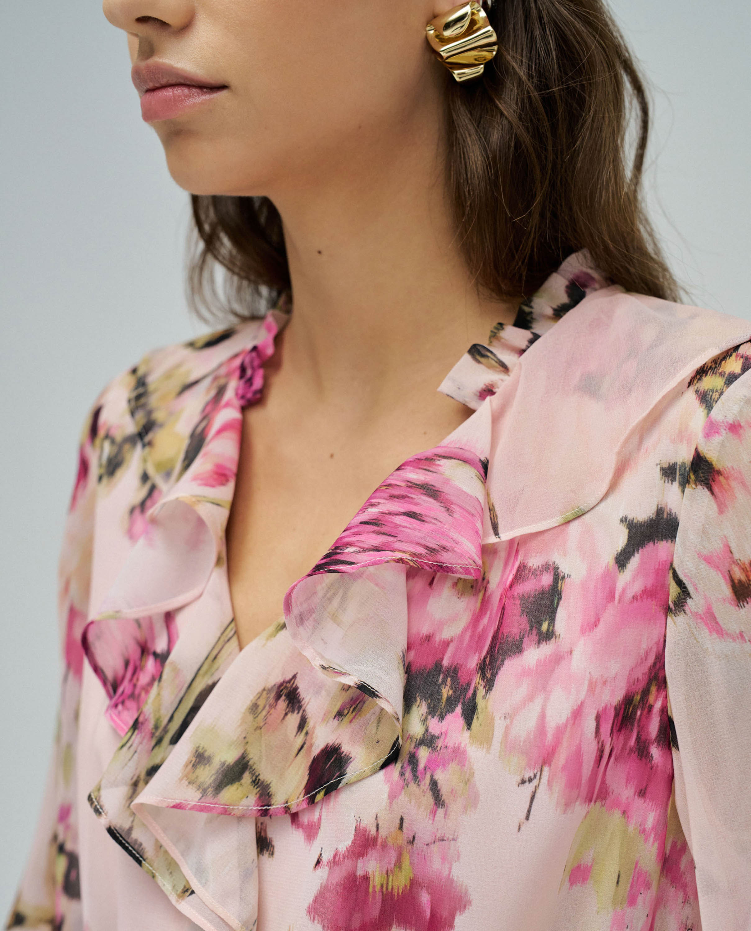 Vestido Curto com Padrão Floral Rosa-4