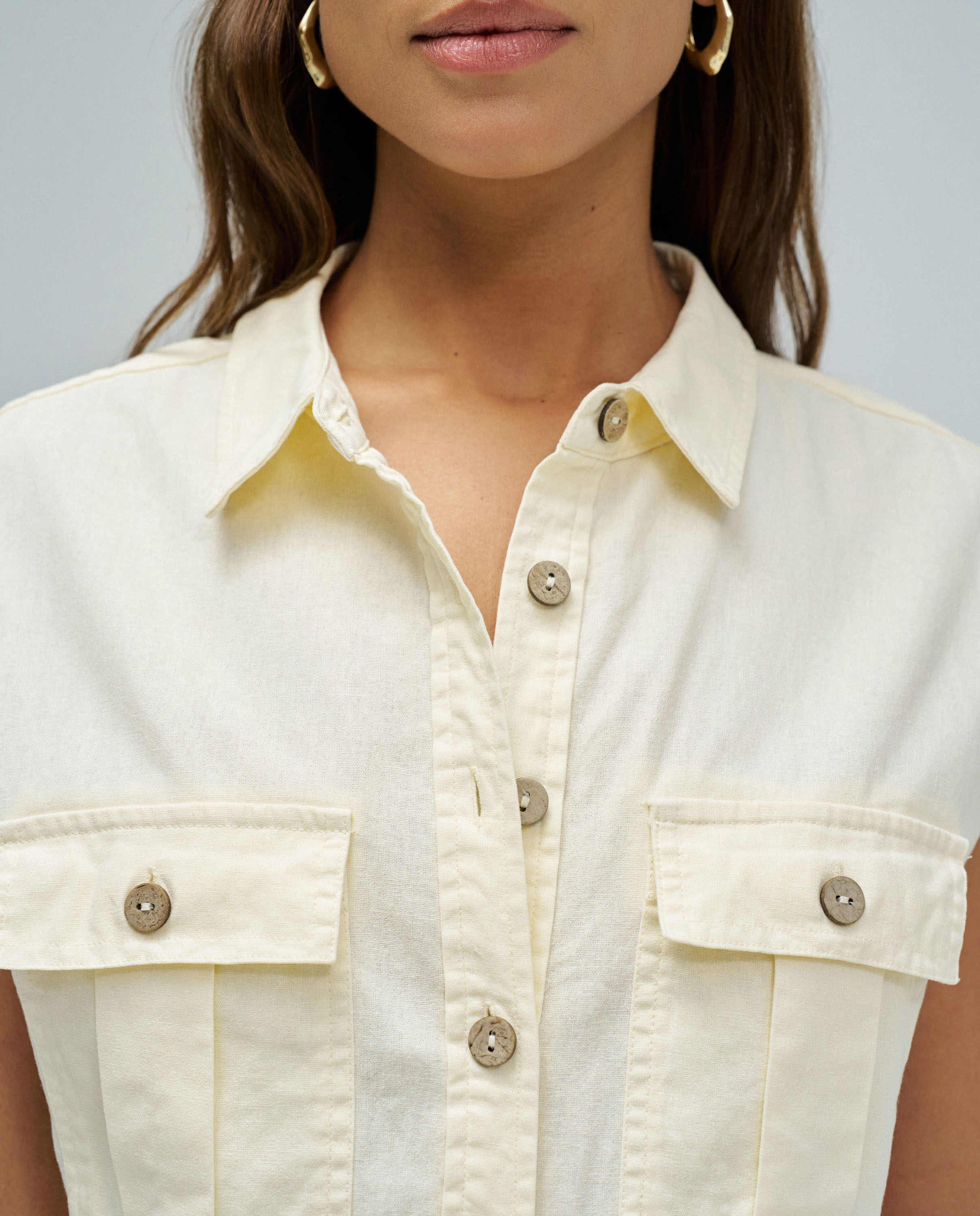Vestido Midi com Linho Amarelo-4
