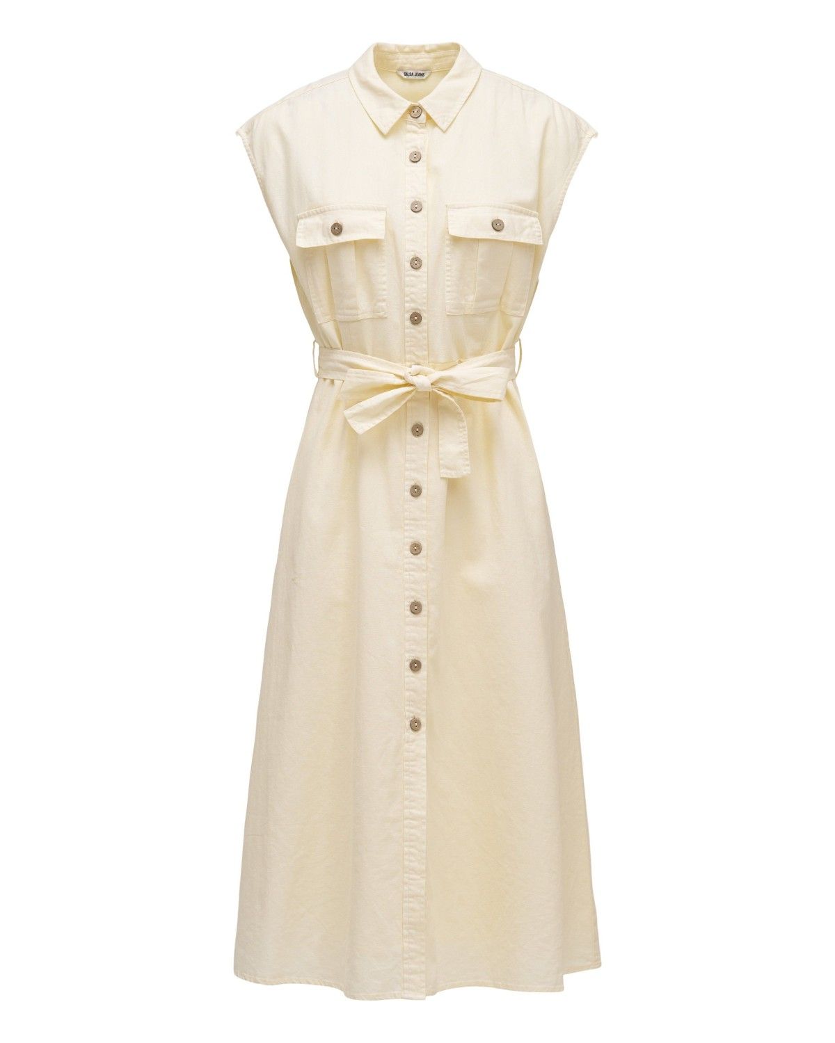 Vestido Midi com Linho Amarelo-6