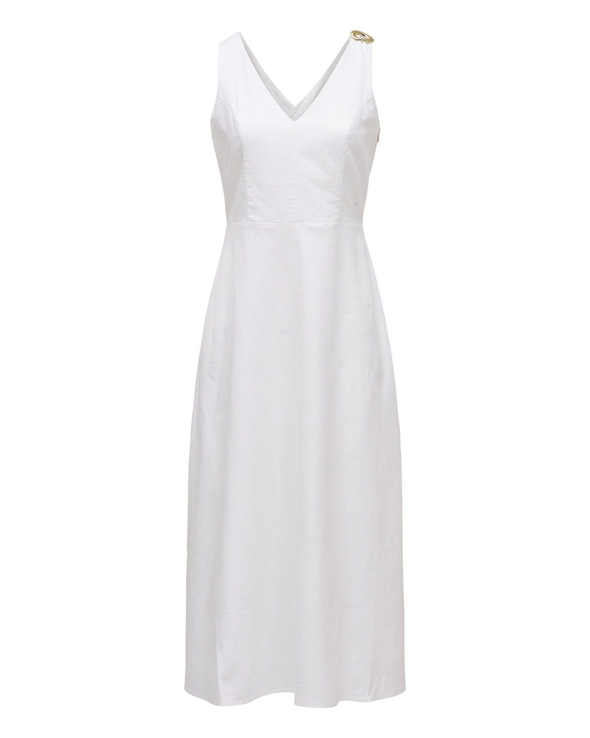 Vestido Midi com Linho Branco-6