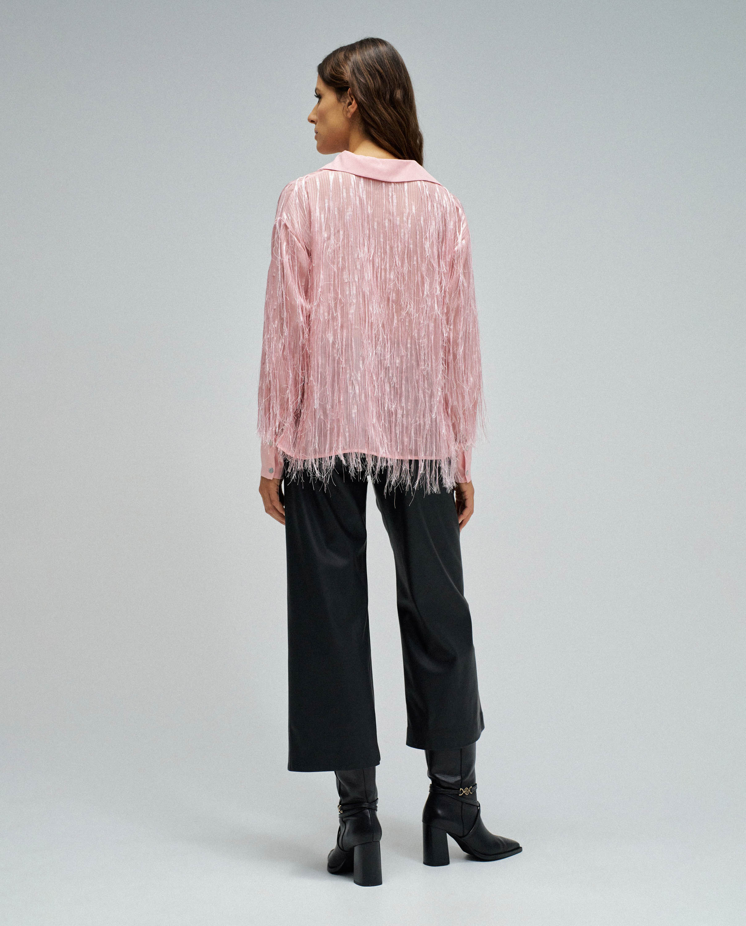 Blusa com Franjas Rosa-3